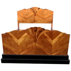 Retro Stunning 1930s Art Deco Walnut Double Bed