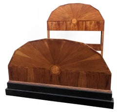 Stunning 1930s Art Deco Walnut Sunray Double Bed