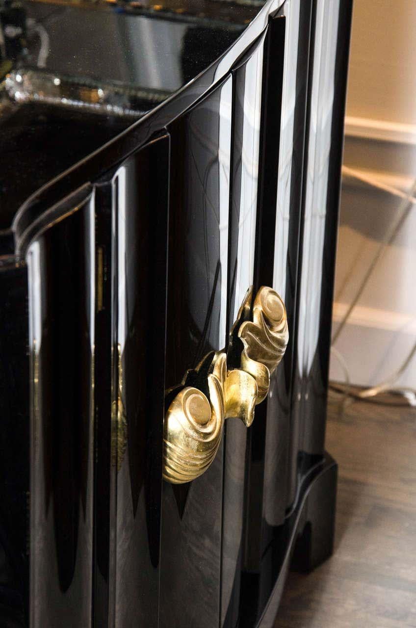 Stunning 1930s Dorothy Draper Black Lacquered Cabinet In Good Condition In Dallas, TX