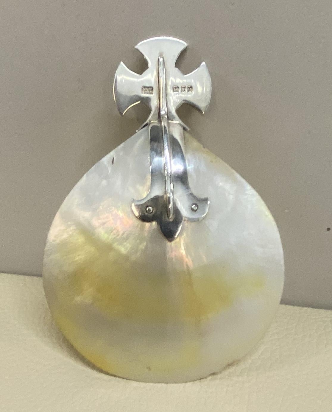 Women's or Men's STUNNING 1931 STERLING SILVER MOTHER OF PEARL BAPTISMAL SHELL BAPTISM Dish For Sale