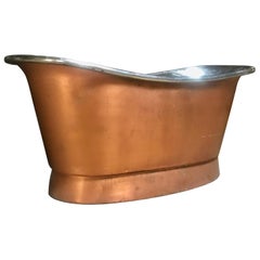 Stunning 1940s Copper and Nickel Slipper Bathtub, Modernist Design