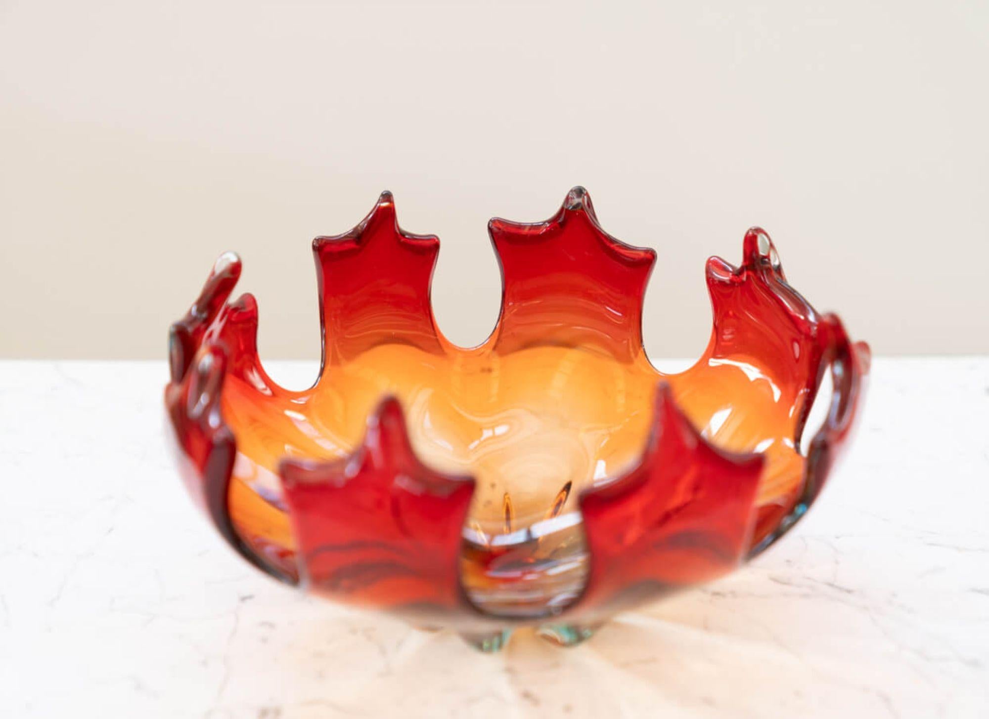 Mid-20th Century Stunning 1950s Red Glass Centerpiece - Mid-Century Elegance