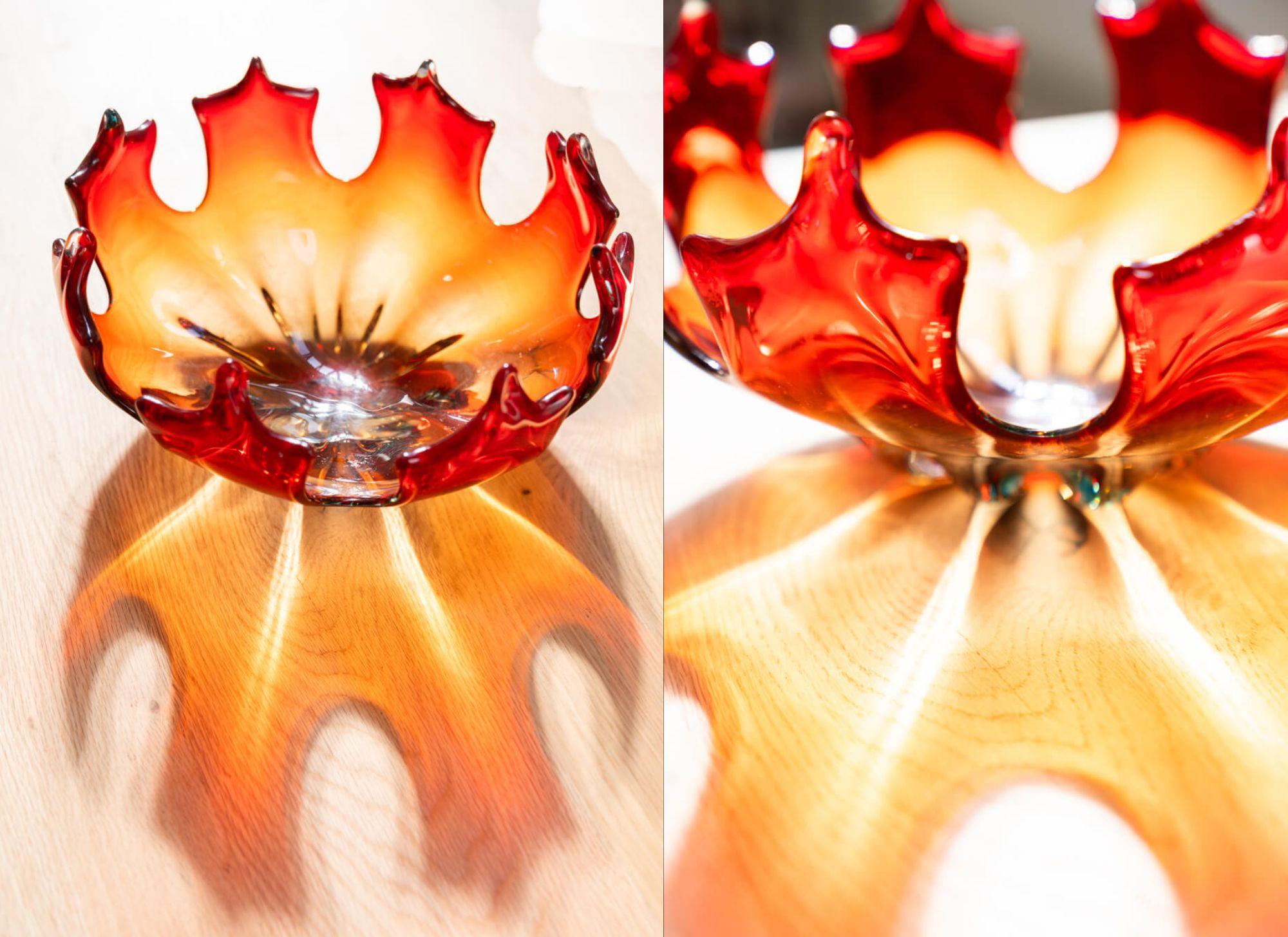 Stunning 1950s Red Glass Centerpiece - Mid-Century Elegance 1