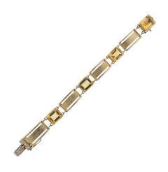 Stunning 1950s Retro Citrine Gemstone 14 Karat Gold Bracelet