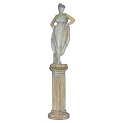Stunning 195cm Neo Classical Garden Stone Statue of Lady on Plinth Bronze Pewter