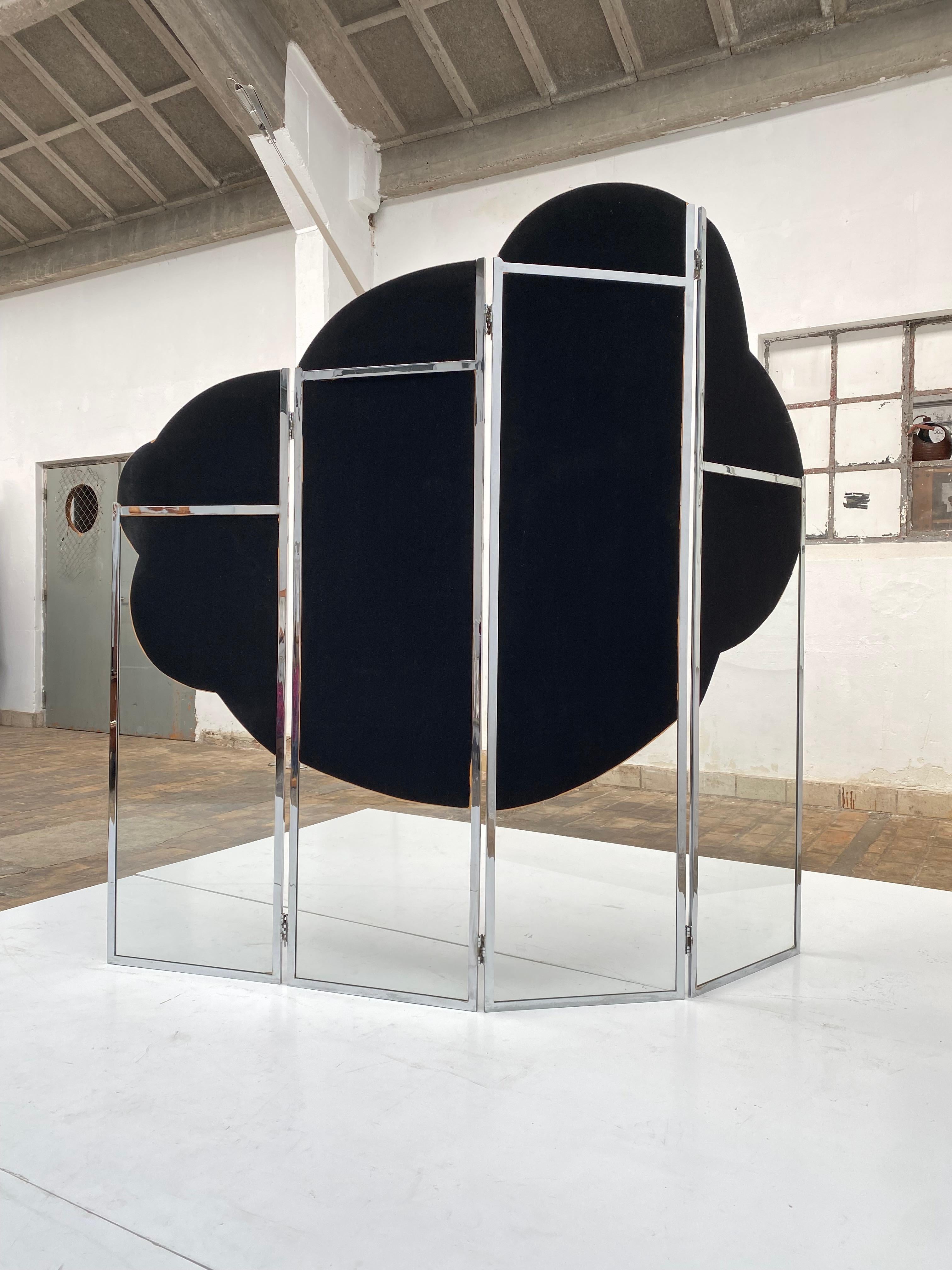 Hand-Crafted Stunning 1960s Cloud Form Mirrored Screen in the Style of Guy de Rougemont