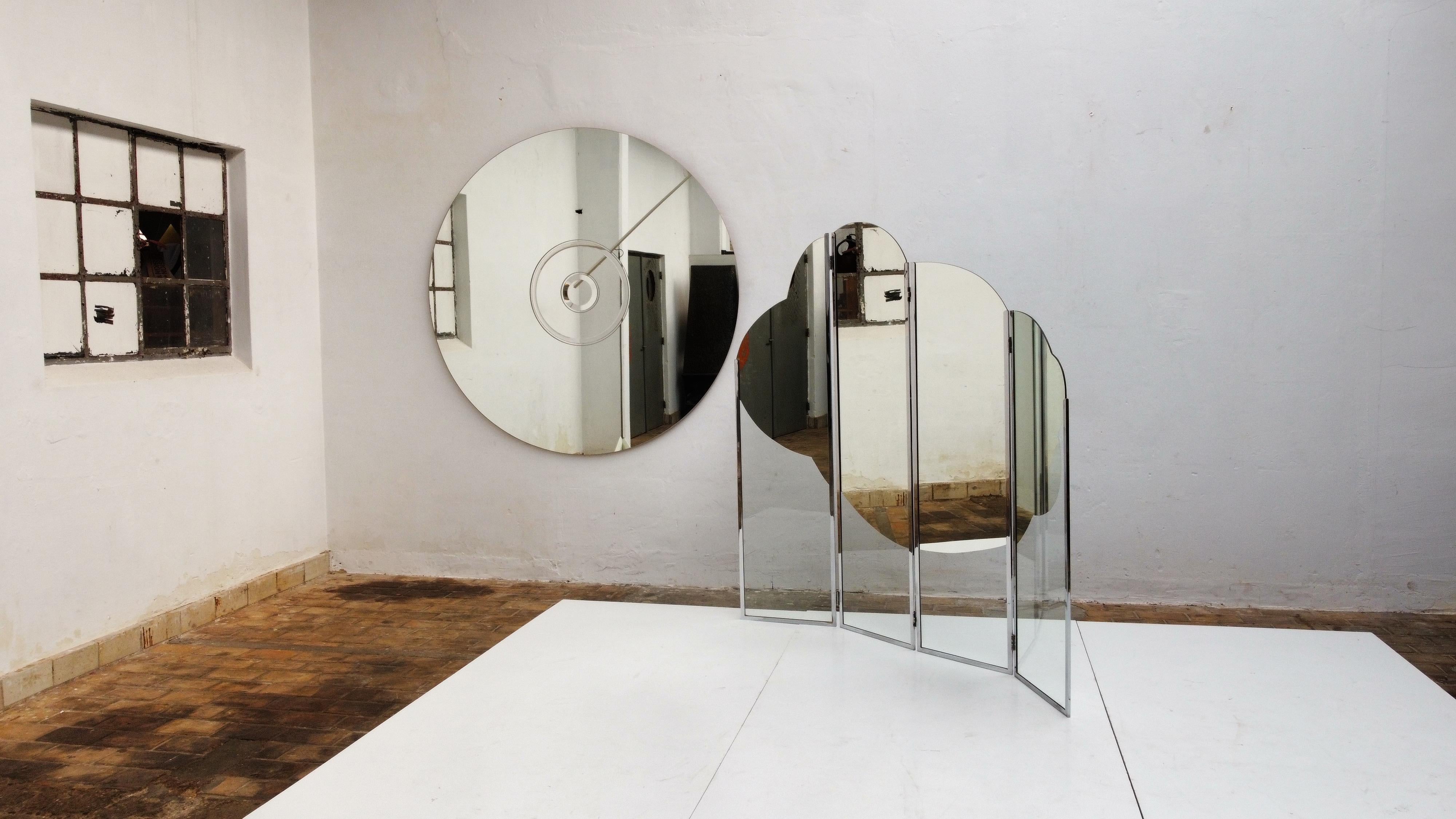 Stunning 1960s Cloud Form Mirrored Screen in the Style of Guy de Rougemont 1