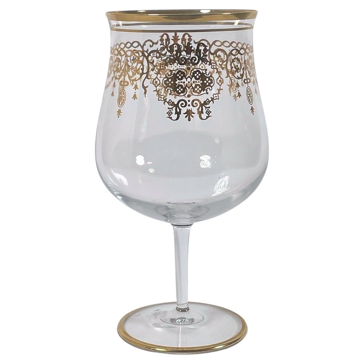 Stupendo vaso/tazza in vetro dorato ornato degli anni '60 di LB