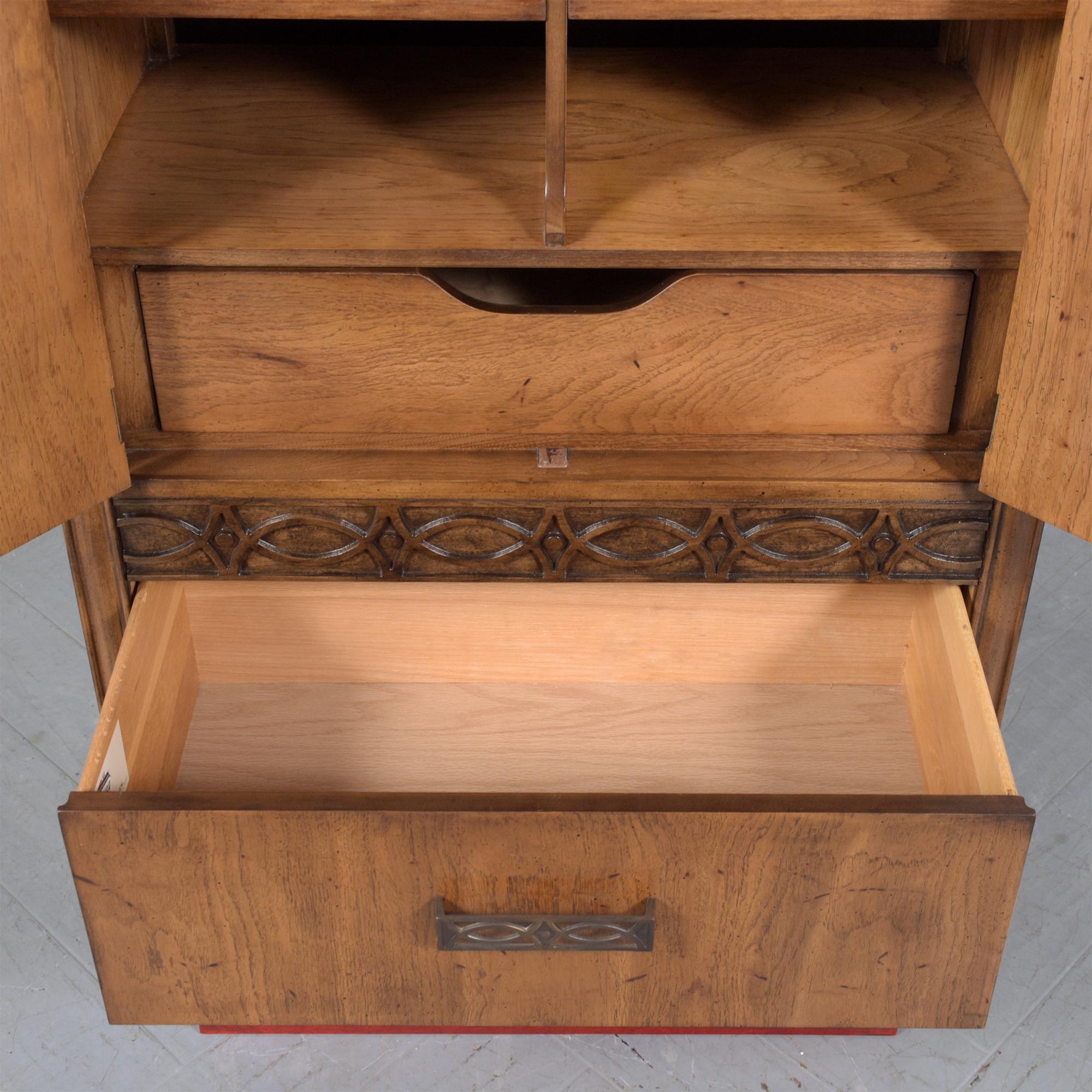 Stunning 1960s Mid-Century Modern Walnut Bachelor Chest with Sculpted Details For Sale 3