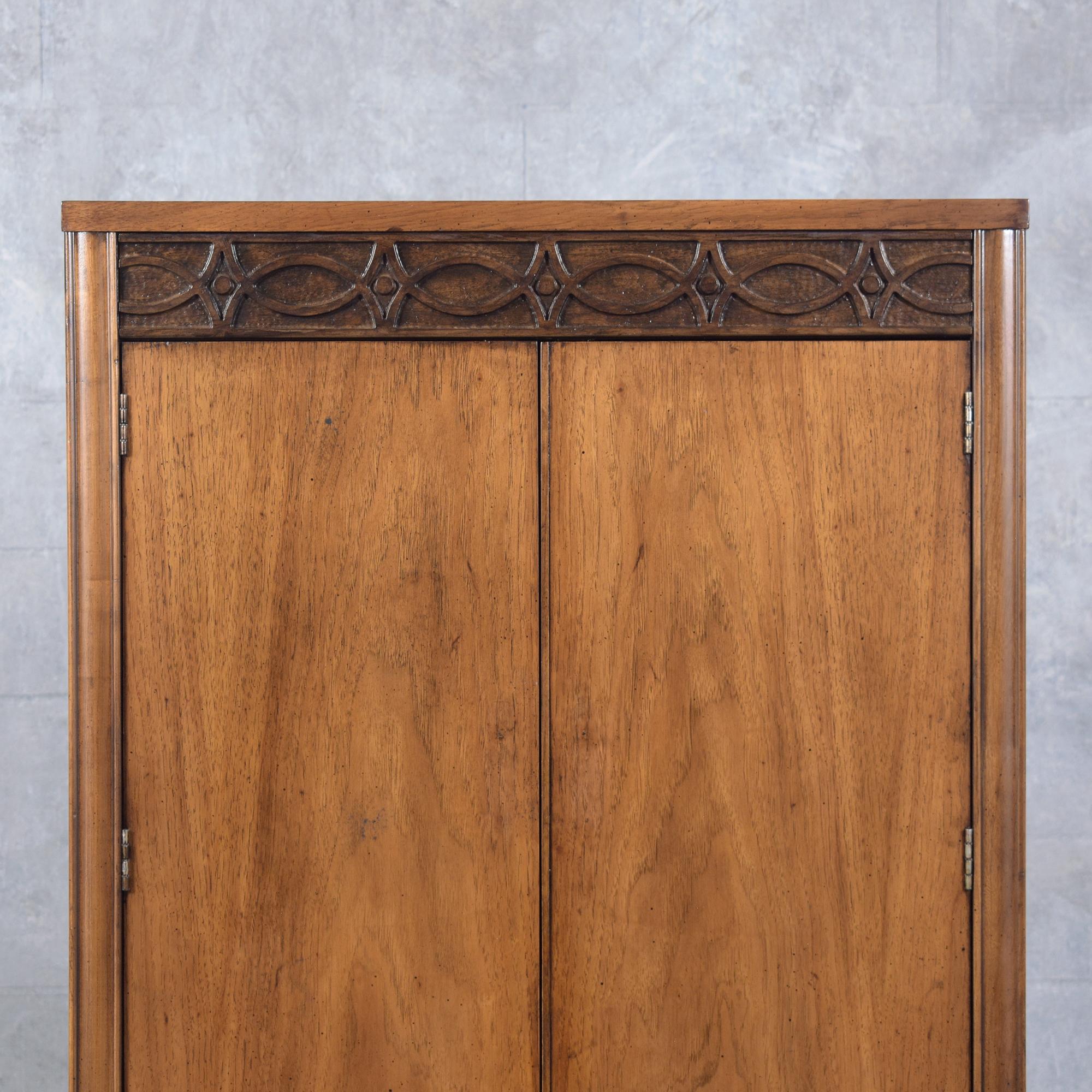 Stunning 1960s Mid-Century Modern Walnut Bachelor Chest with Sculpted Details For Sale 1
