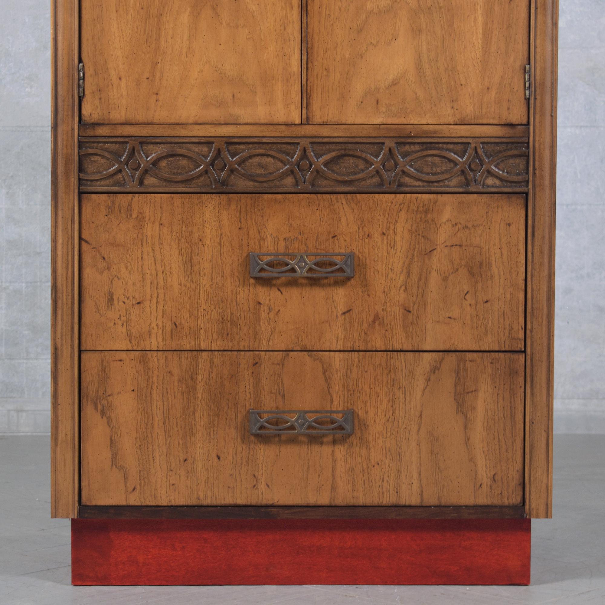 Stunning 1960s Mid-Century Modern Walnut Bachelor Chest with Sculpted Details For Sale 2