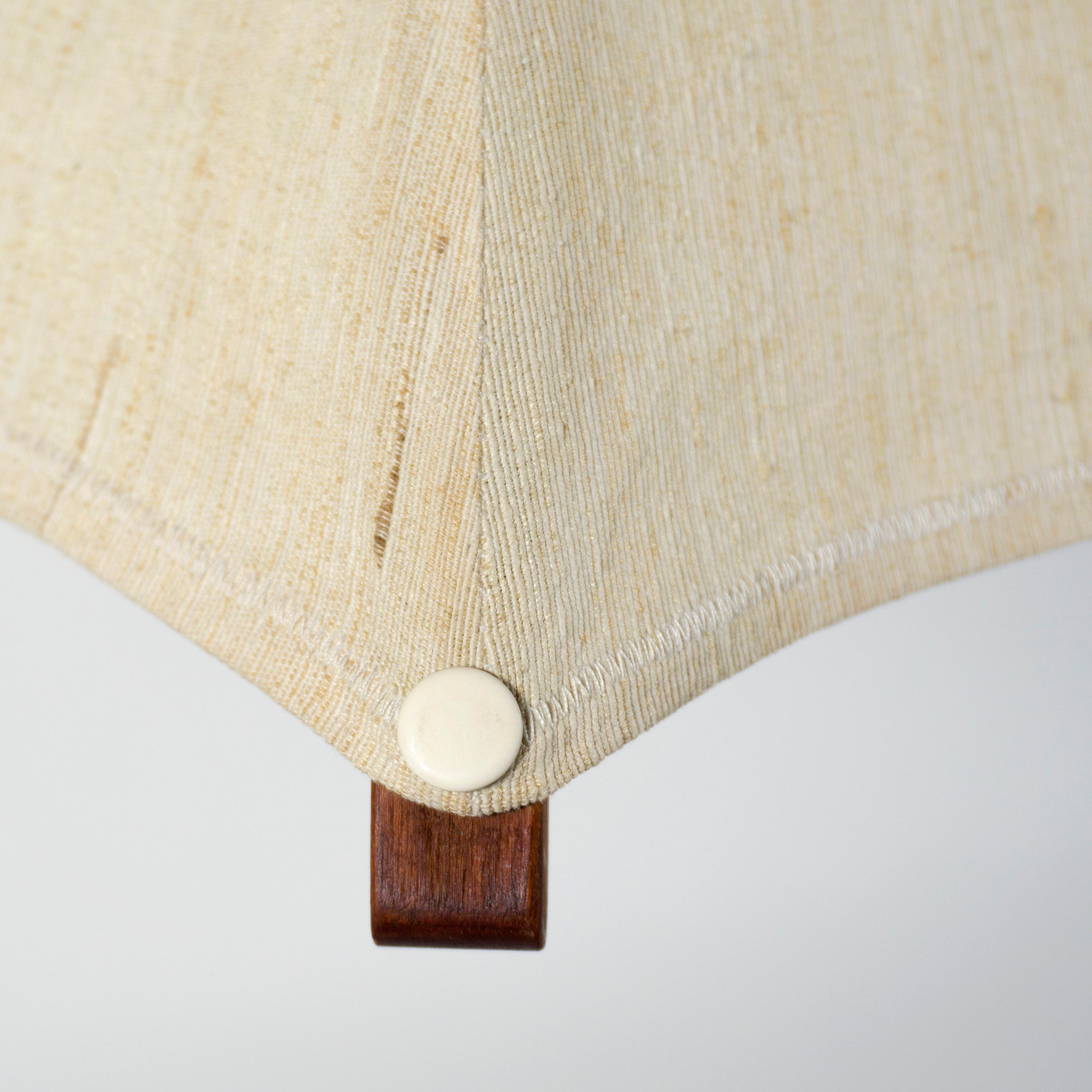Stunning 1960s Mid-Century Vintage Domus Teak & Linen Counterweight Pendant Lamp 4