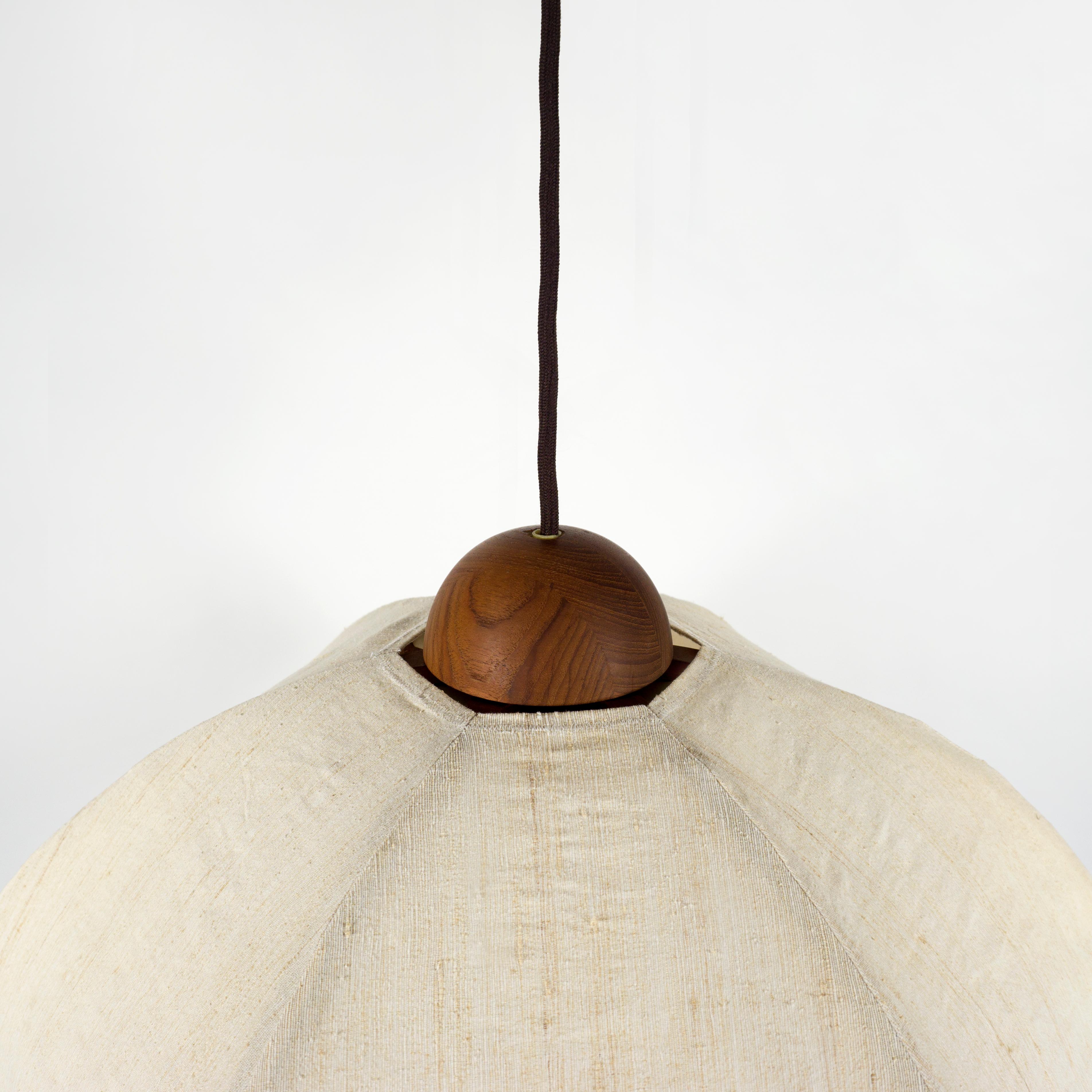 Stunning 1960s Mid-Century Vintage Domus Teak & Linen Counterweight Pendant Lamp 1