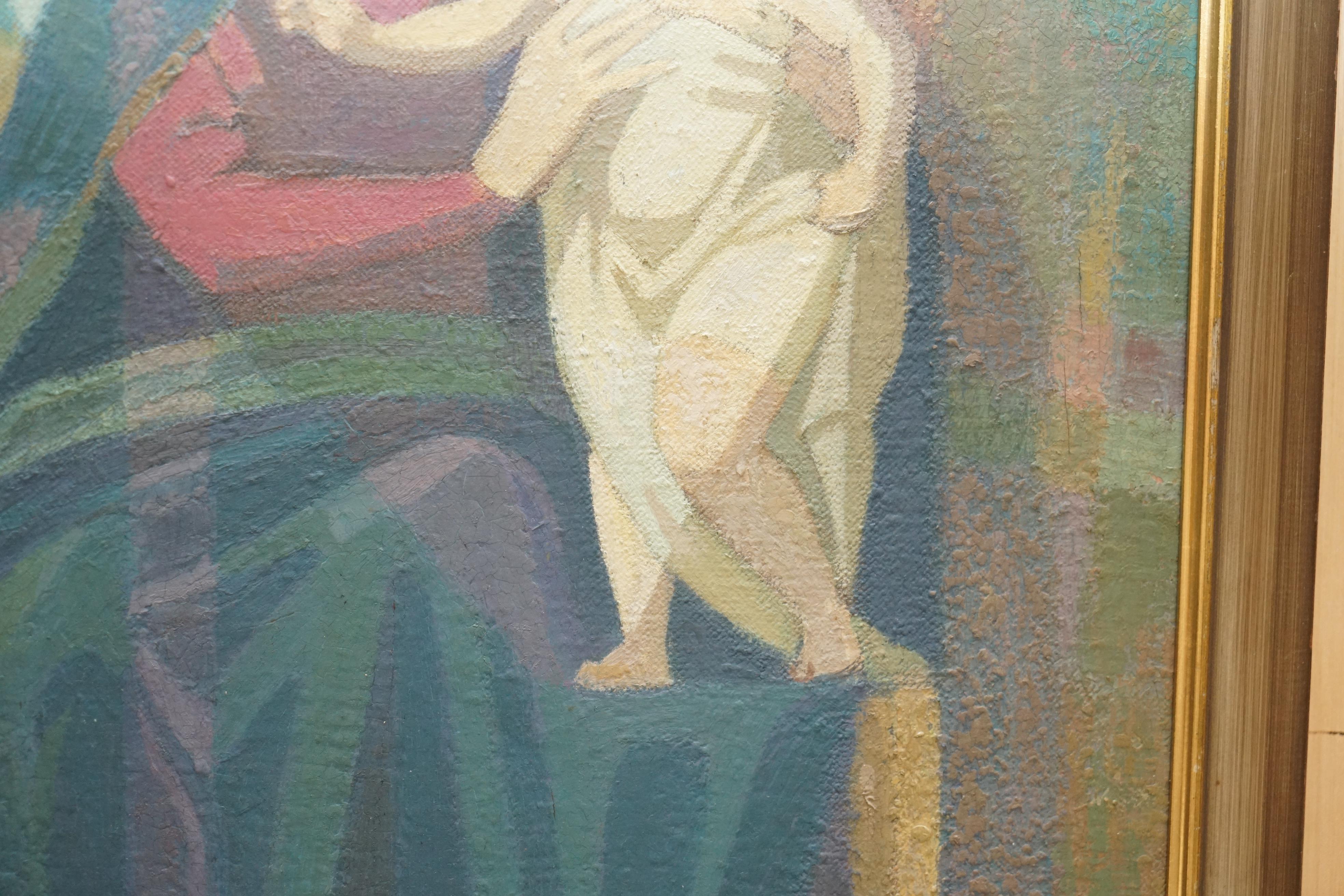 STUNNING 1965 R RUSSELL OIL PAiNTING OF THE MADONNA AND CHILD WITH DOCUMENTATION en vente 2