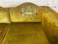 Stunning 1970s Bohemian Chic Velvet, Embroidered Sofa