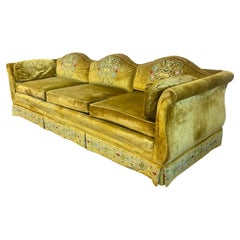 Stunning 1970s Bohemian Chic Velvet, Embroidered Sofa