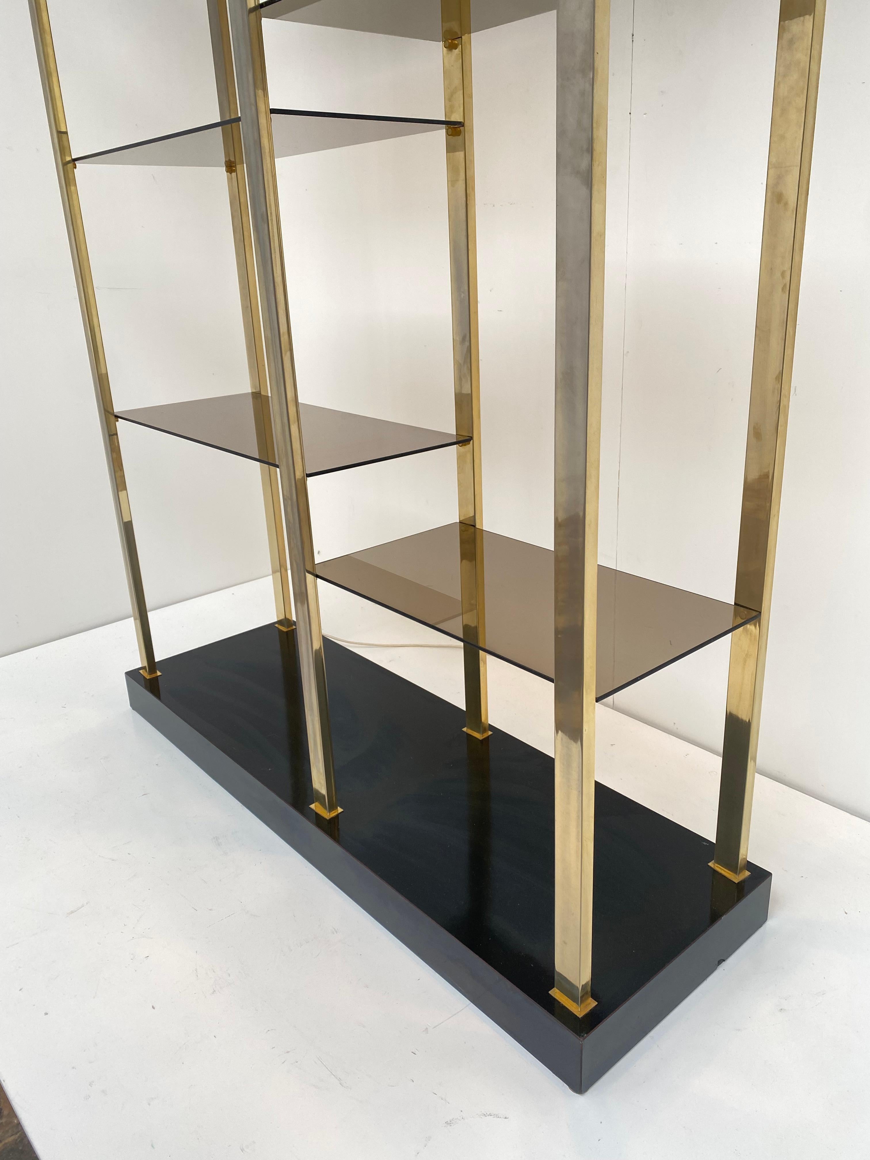 Stunning 1970s Brass and Glass Illuminated Étagère in the Style of Romeo Rega For Sale 7
