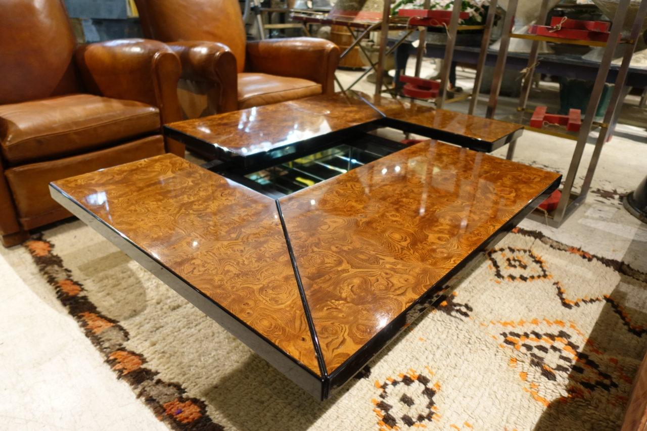 Burl Stunning 1970s French Coffee Table, Paul Michel