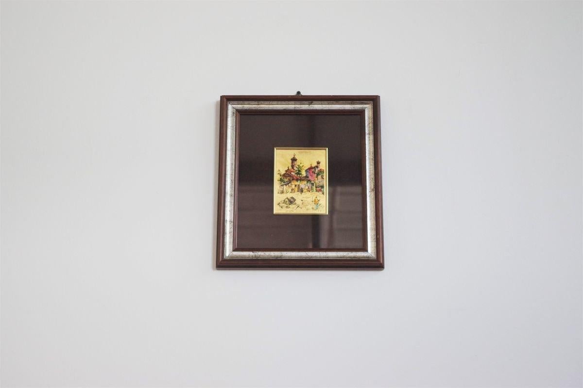 Stunning 1970s Gold Leaf Painting with Silver Frame For Sale 3