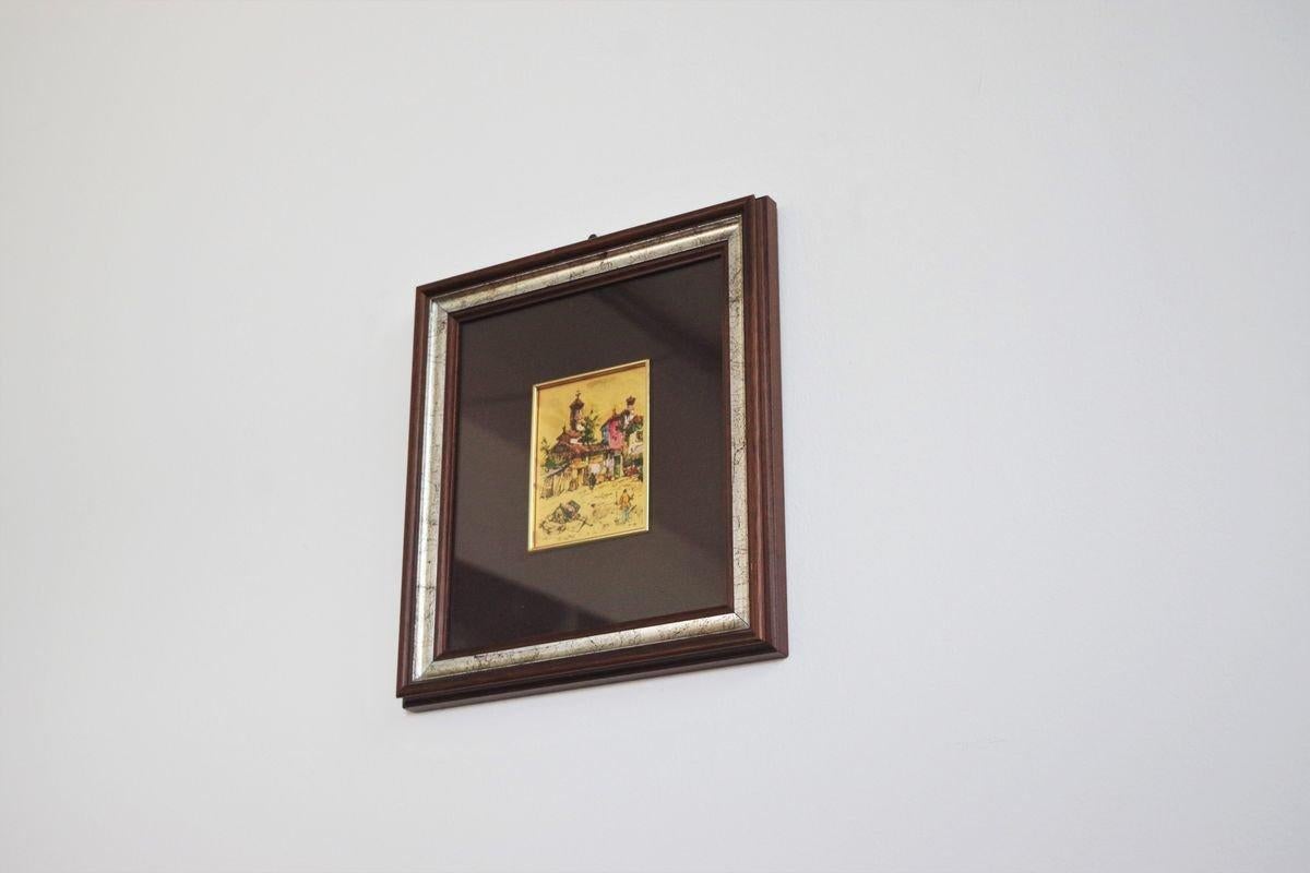 Stunning 1970s Gold Leaf Painting with Silver Frame For Sale 4