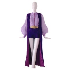 Stunning 1970s One Of A Kind Ensemble Romper Psychedelic Purple Velvet 70s 60s 