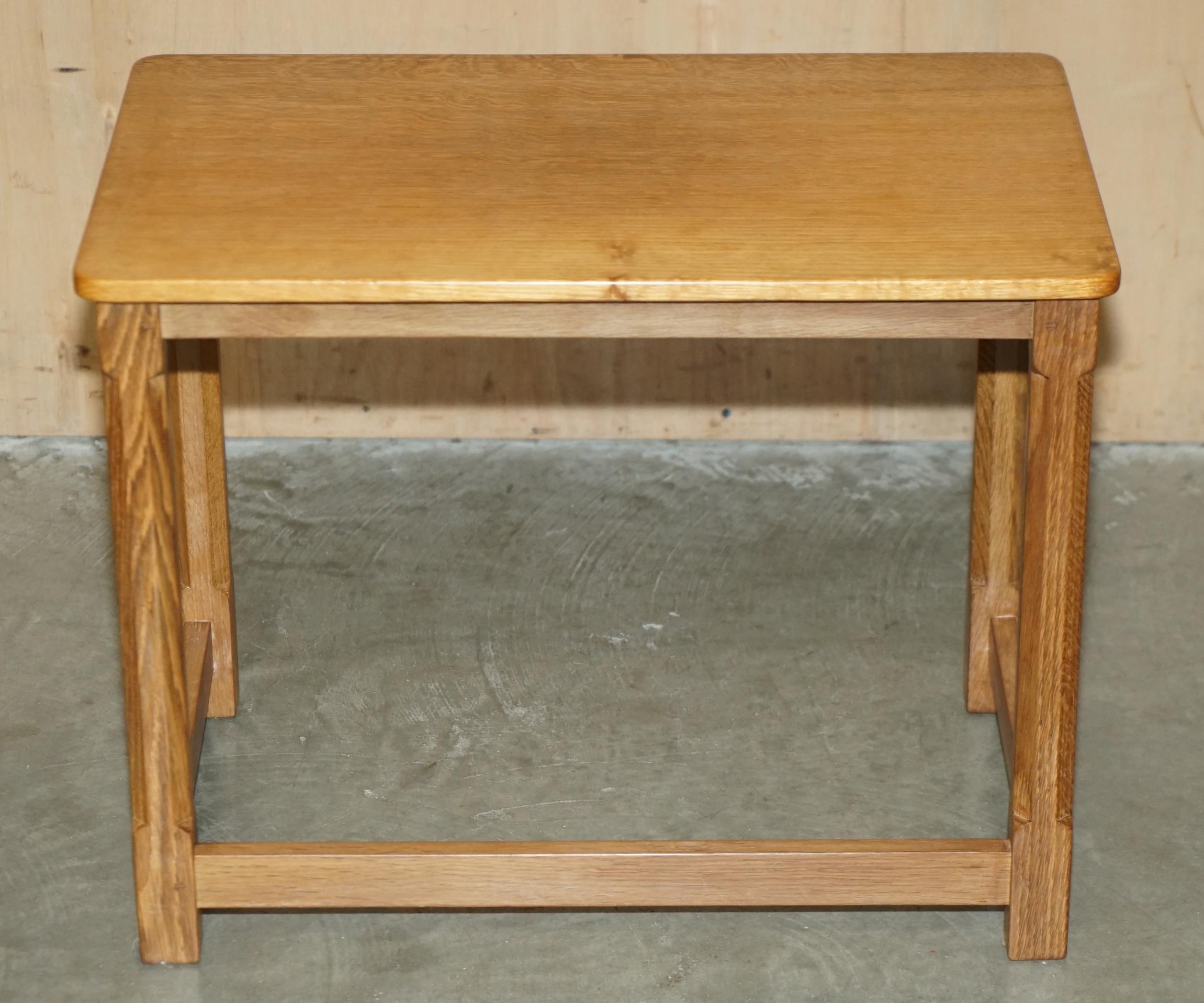 STUNNING 1970's ROBERT MOUSEMAN THOMPSON NEST OF SMALL BURR OAK SIDE END TABLES For Sale 3