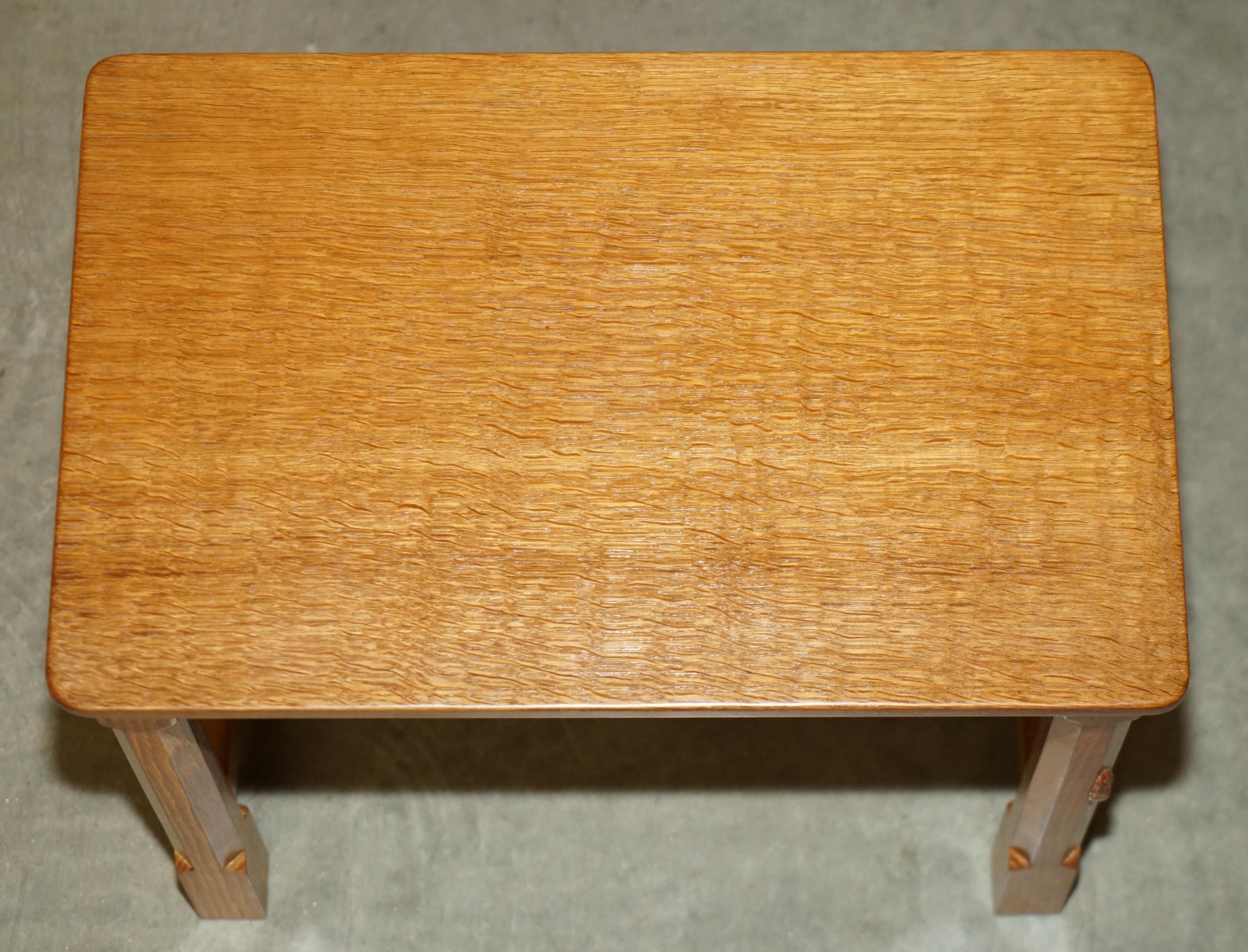 STUNNING 1970's ROBERT MOUSEMAN THOMPSON NEST OF SMALL BURR OAK SIDE END TABLES For Sale 6