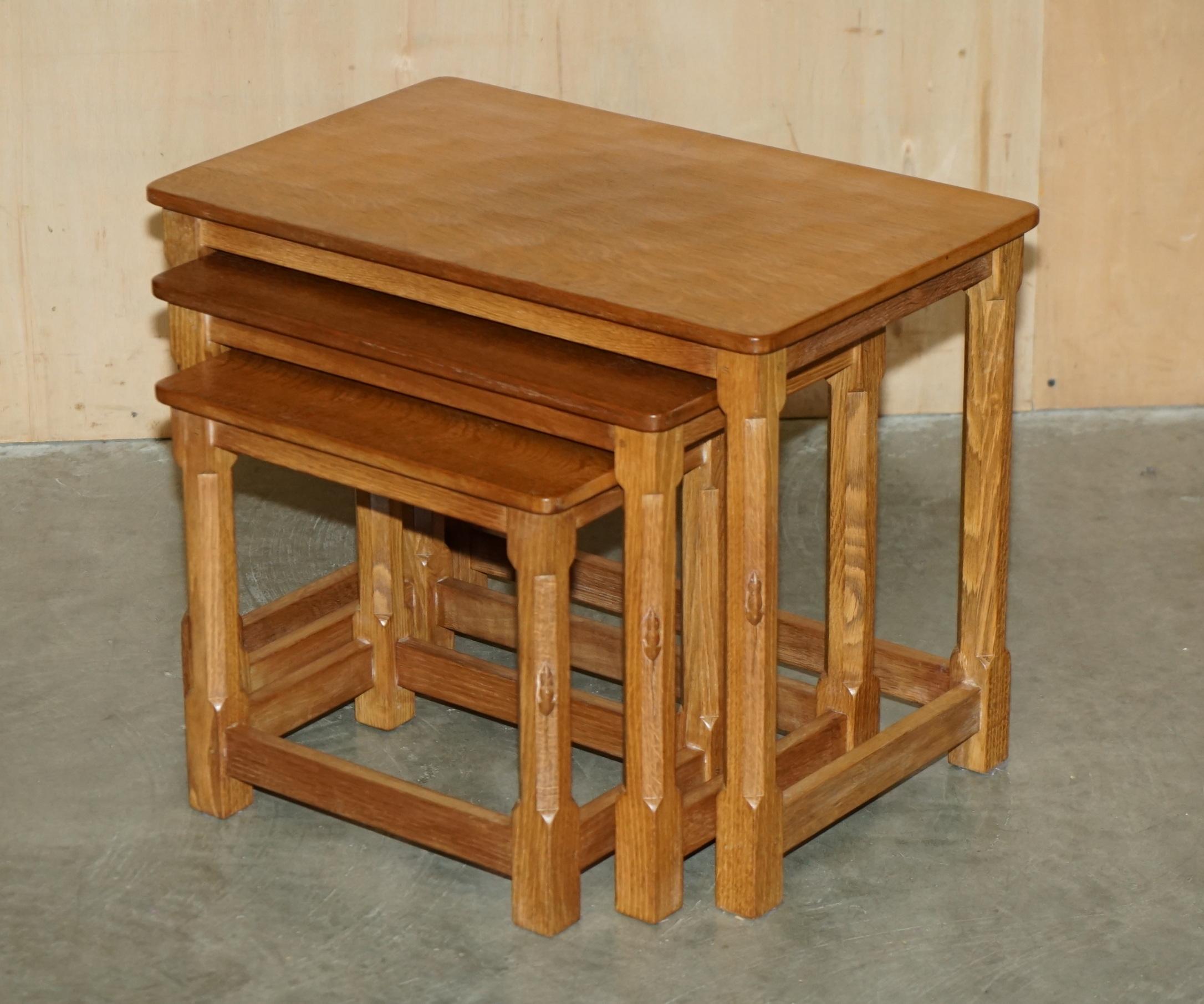 Royal House Antiques

Royal House Antiques is delighted to offer for sale this stunning and highly collectable nest of three Robert Mouseman Thompson side tables 

Please note the delivery fee listed is just a guide, it covers within the M25 only