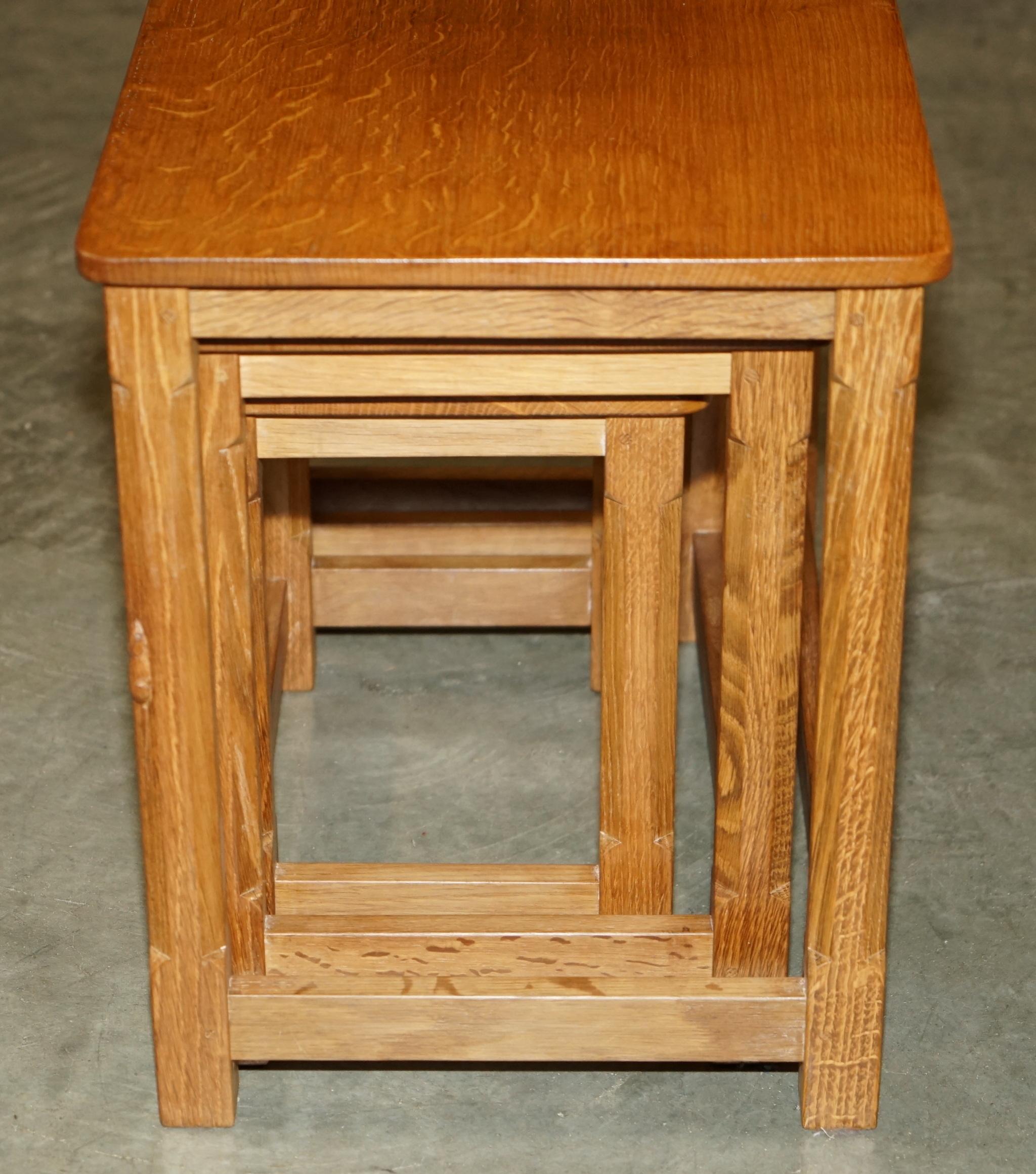 Late 20th Century STUNNING 1970's ROBERT MOUSEMAN THOMPSON NEST OF SMALL BURR OAK SIDE END TABLES For Sale