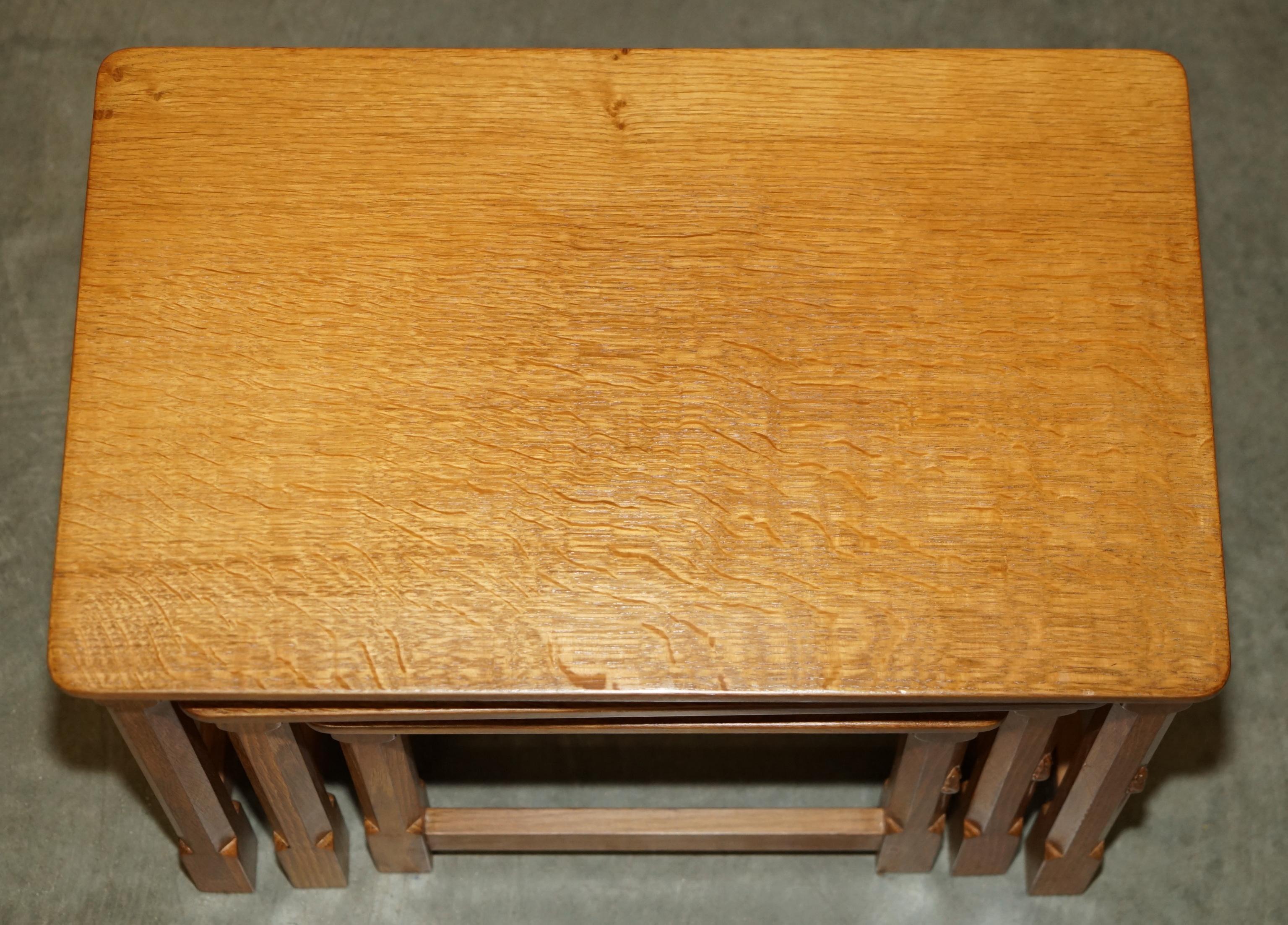 STUNNING 1970's ROBERT MOUSEMAN THOMPSON NEST OF SMALL BURR OAK SIDE END TABLES For Sale 1