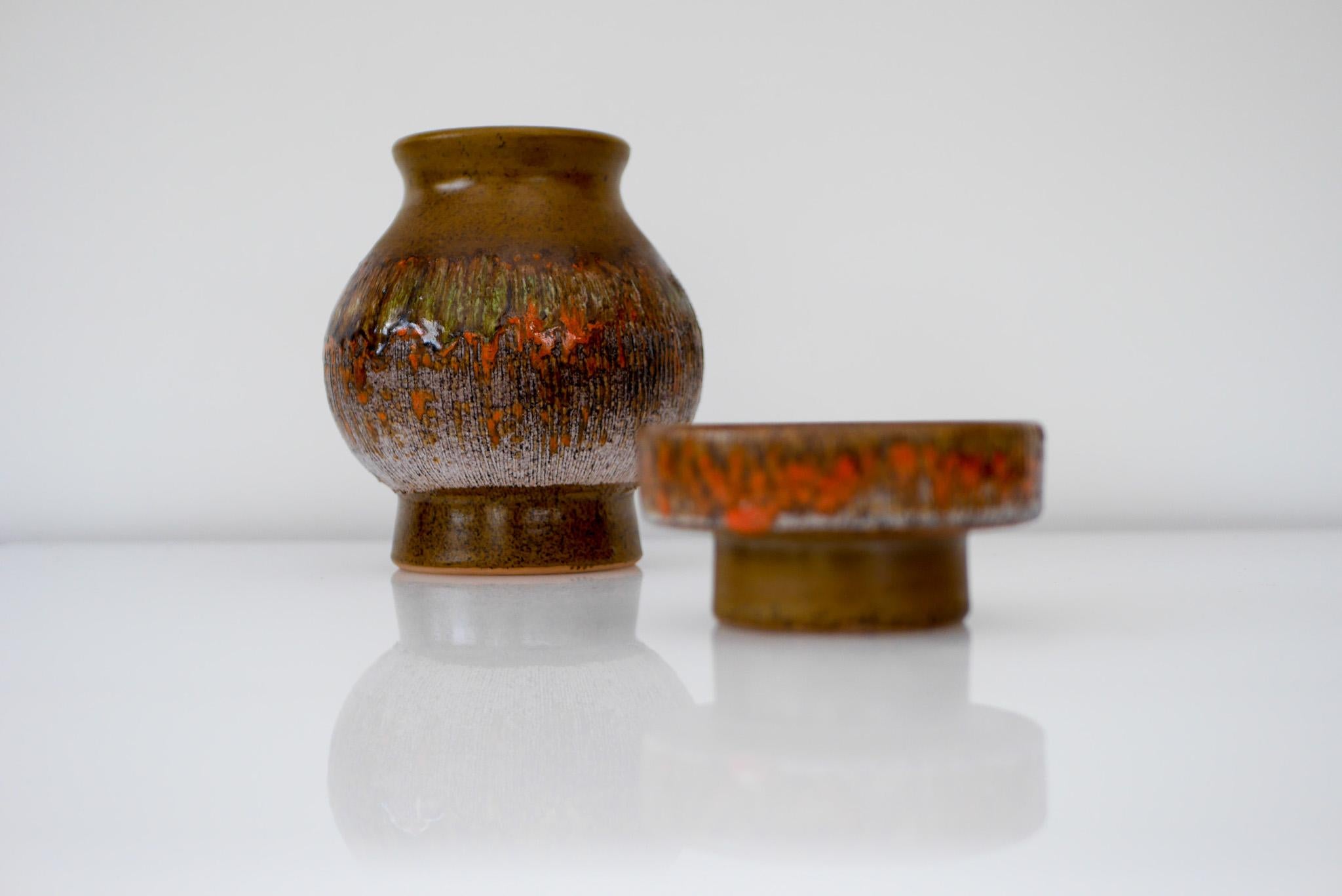 Splendido vaso e piccolo piatto della metà del secolo scorso di Tilgmans, Svezia. in vendita 3