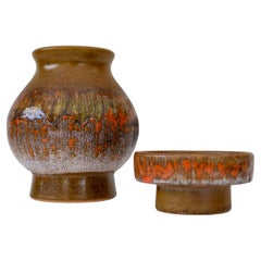 Atemberaubende Vase und kleiner Teller aus Tilgmans, Schweden, Mid-Century Modern 1970er Jahre.