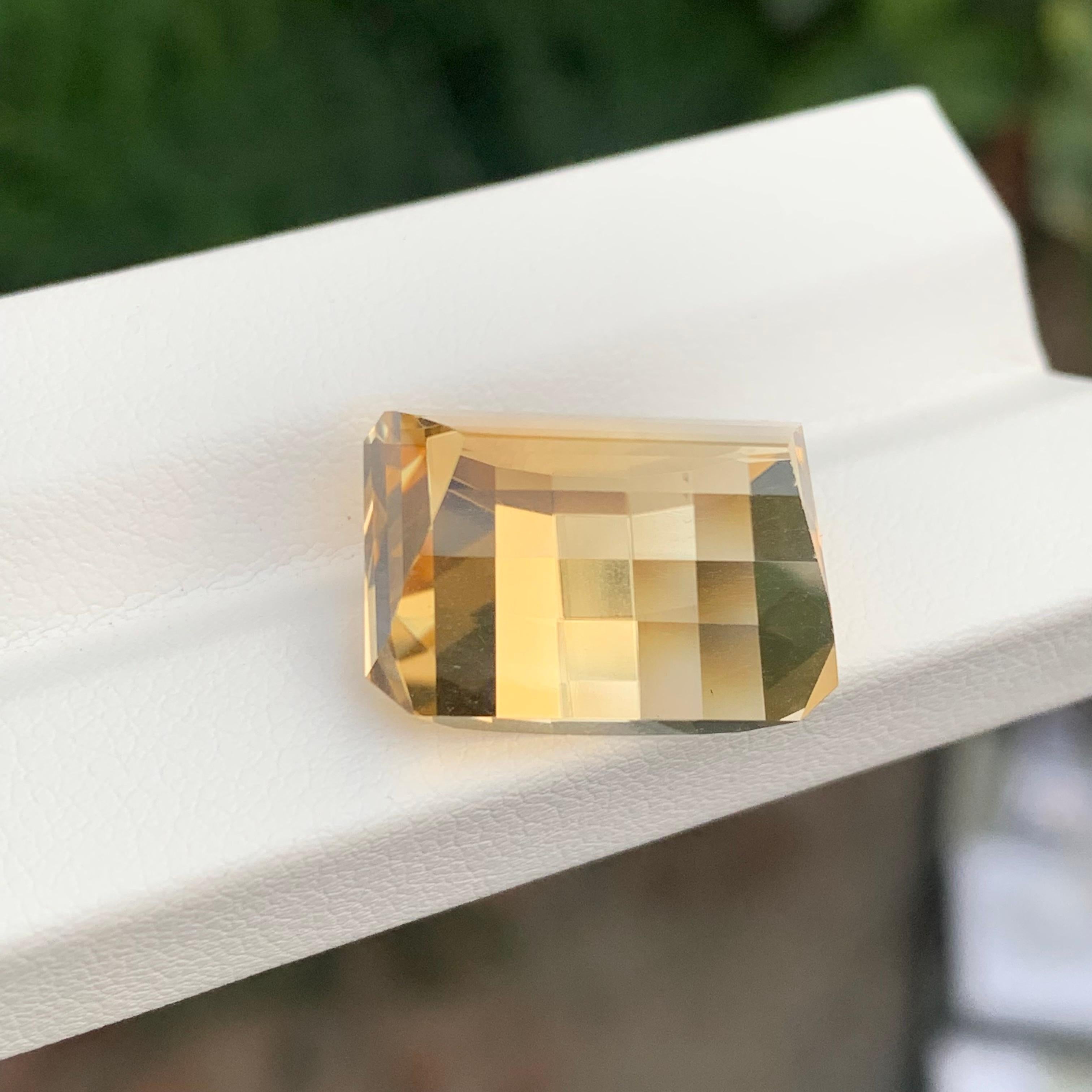Taglio smeraldo Splendida pietra citrina sciolta con taglio Pixel da 19,75 carati in vendita