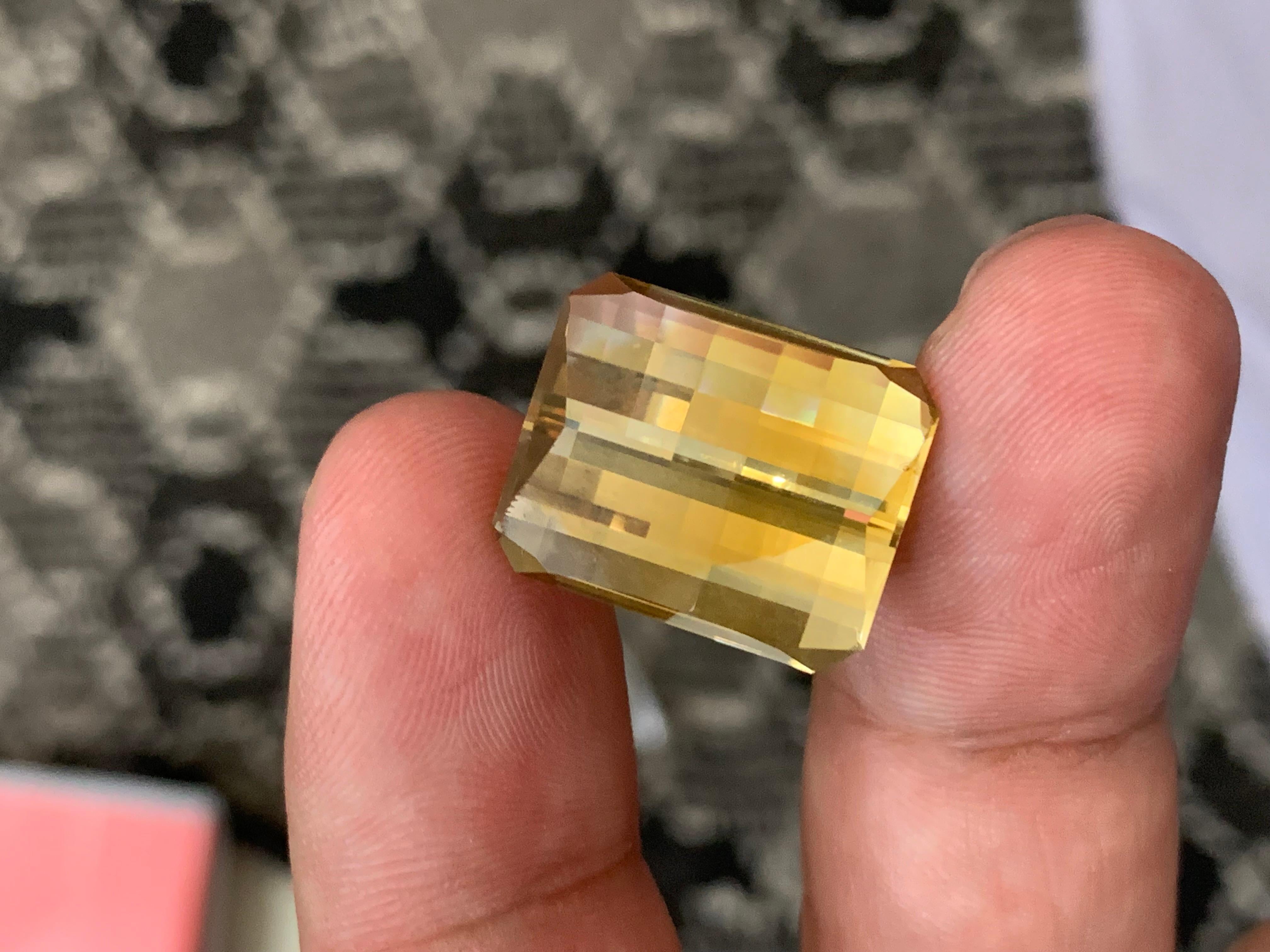 Splendida pietra citrina sciolta con taglio Pixel da 19,75 carati in vendita 3