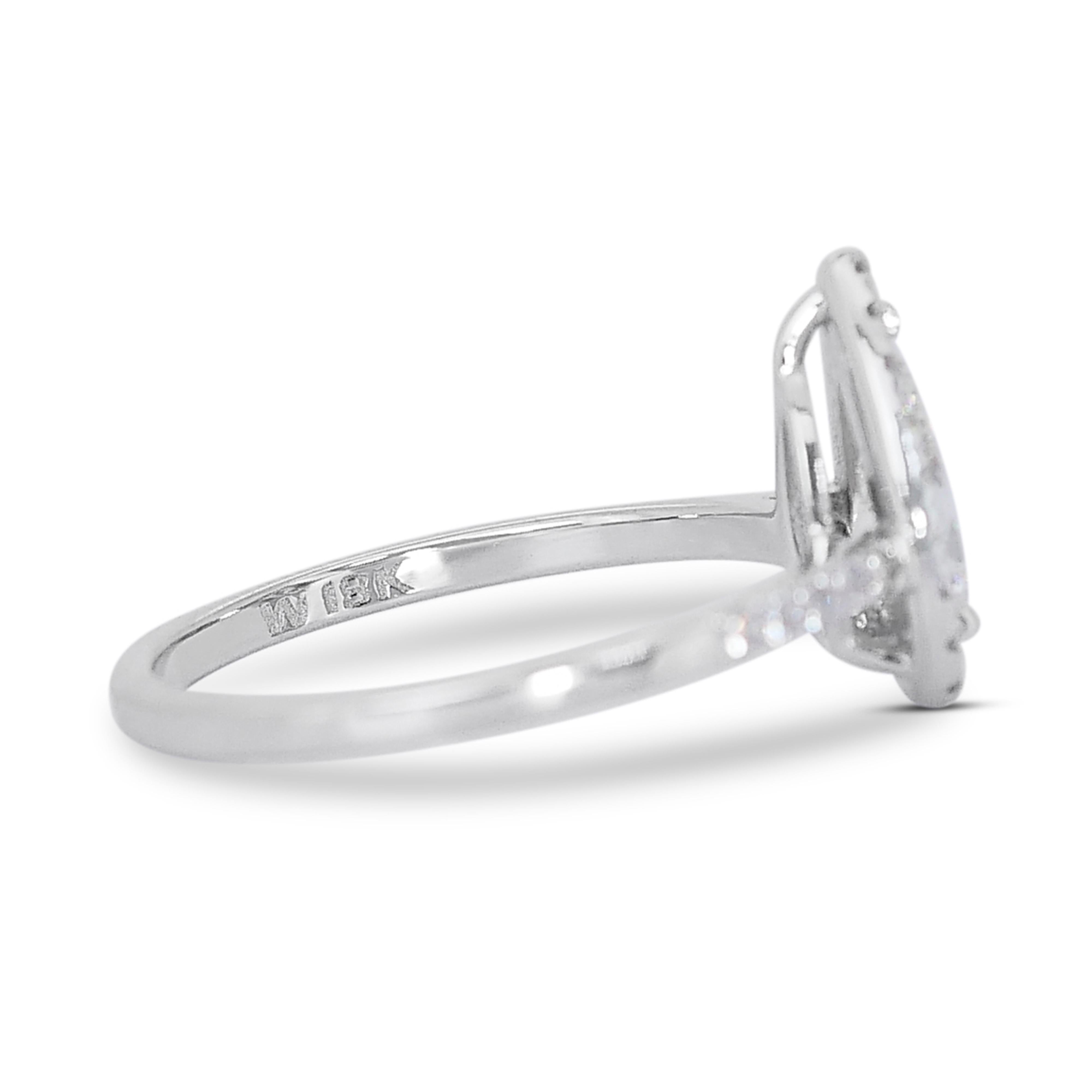 Stunning 1.97ct Pear-Shaped Diamond Halo Ring in 18k White Gold - GIA Certified In New Condition For Sale In רמת גן, IL