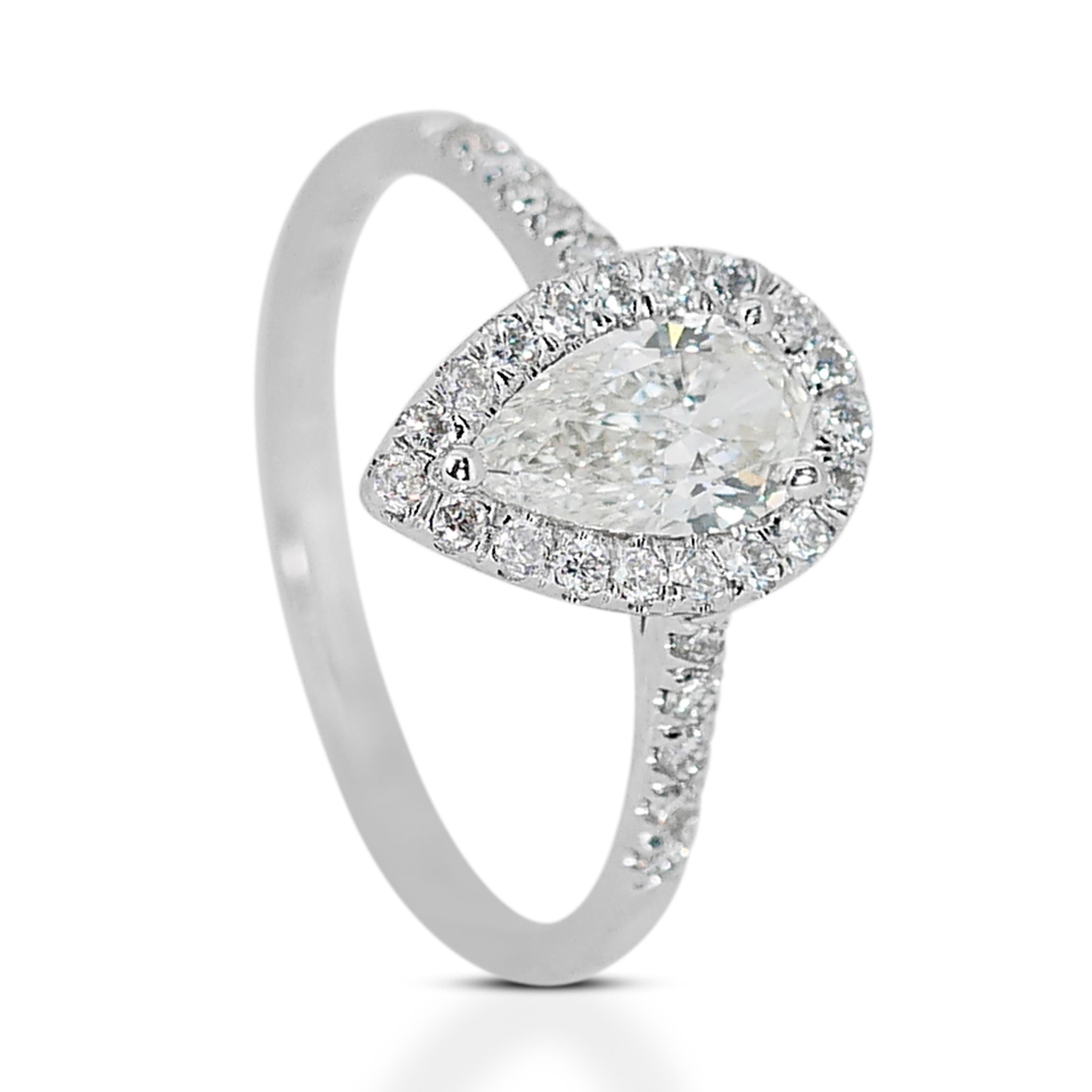 Stunning 1.97ct Pear-Shaped Diamond Halo Ring in 18k White Gold - GIA Certified For Sale 3