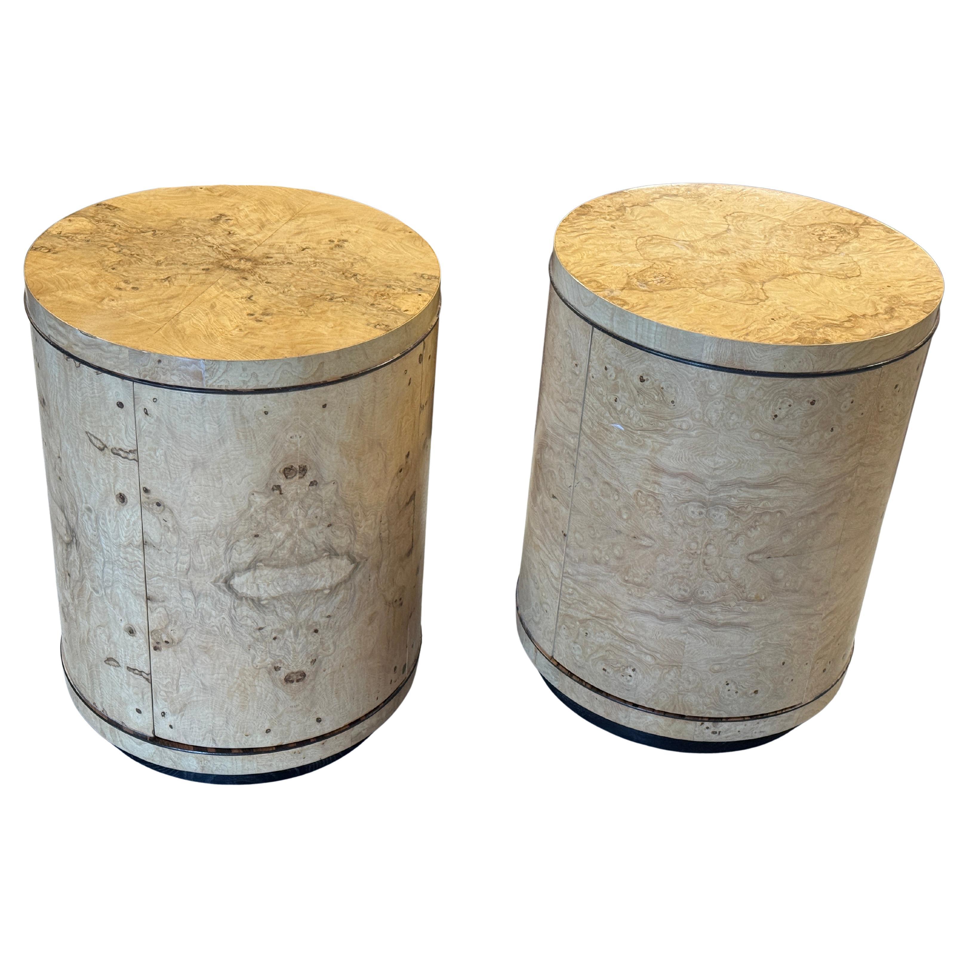 Superbes tables de nuit en loupe de Henredon des années 1980 en vente