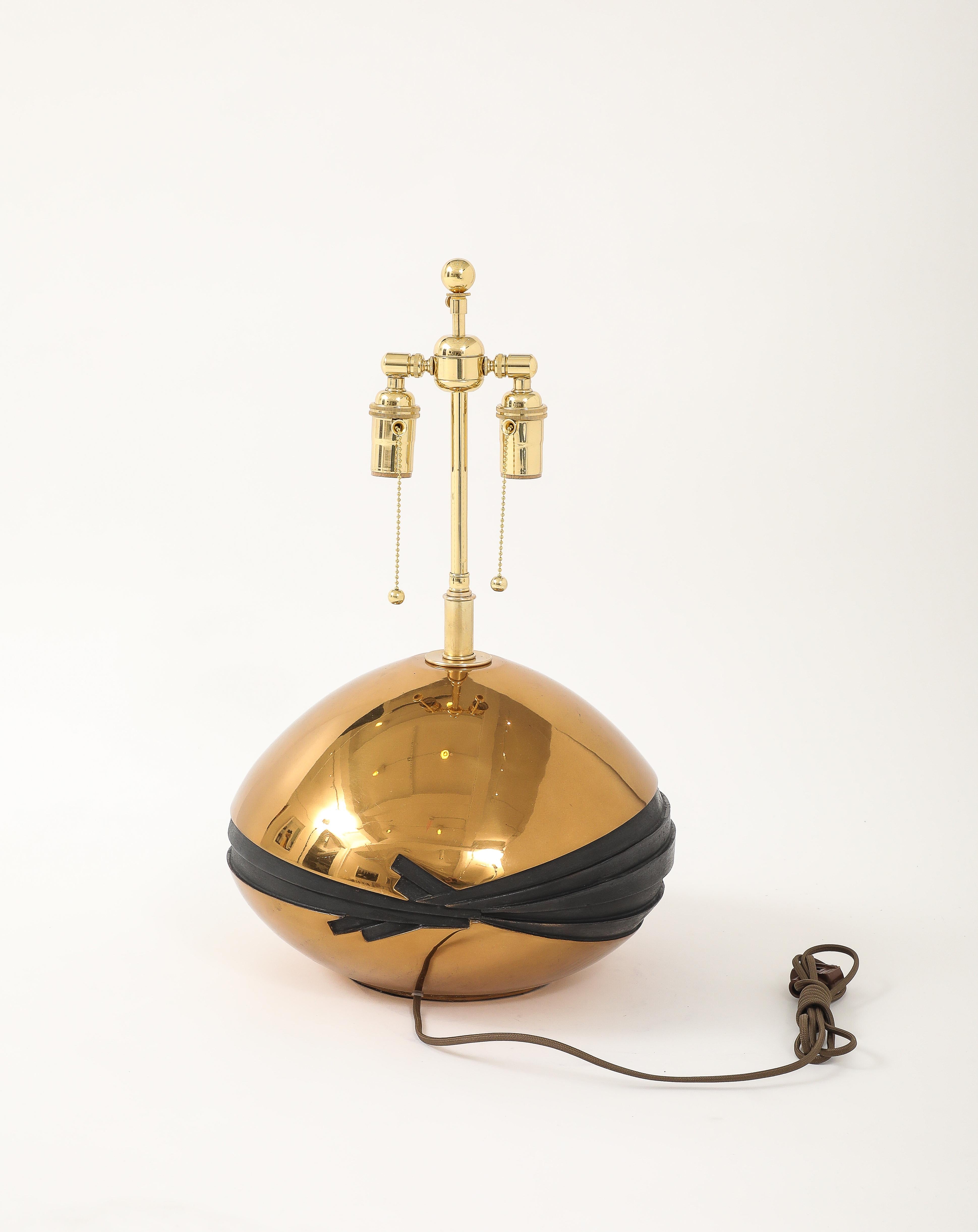 Stunning 1980's  Large Brass and Bronze Sculptural lamp signed By ESA Fedrigolli For Sale 5