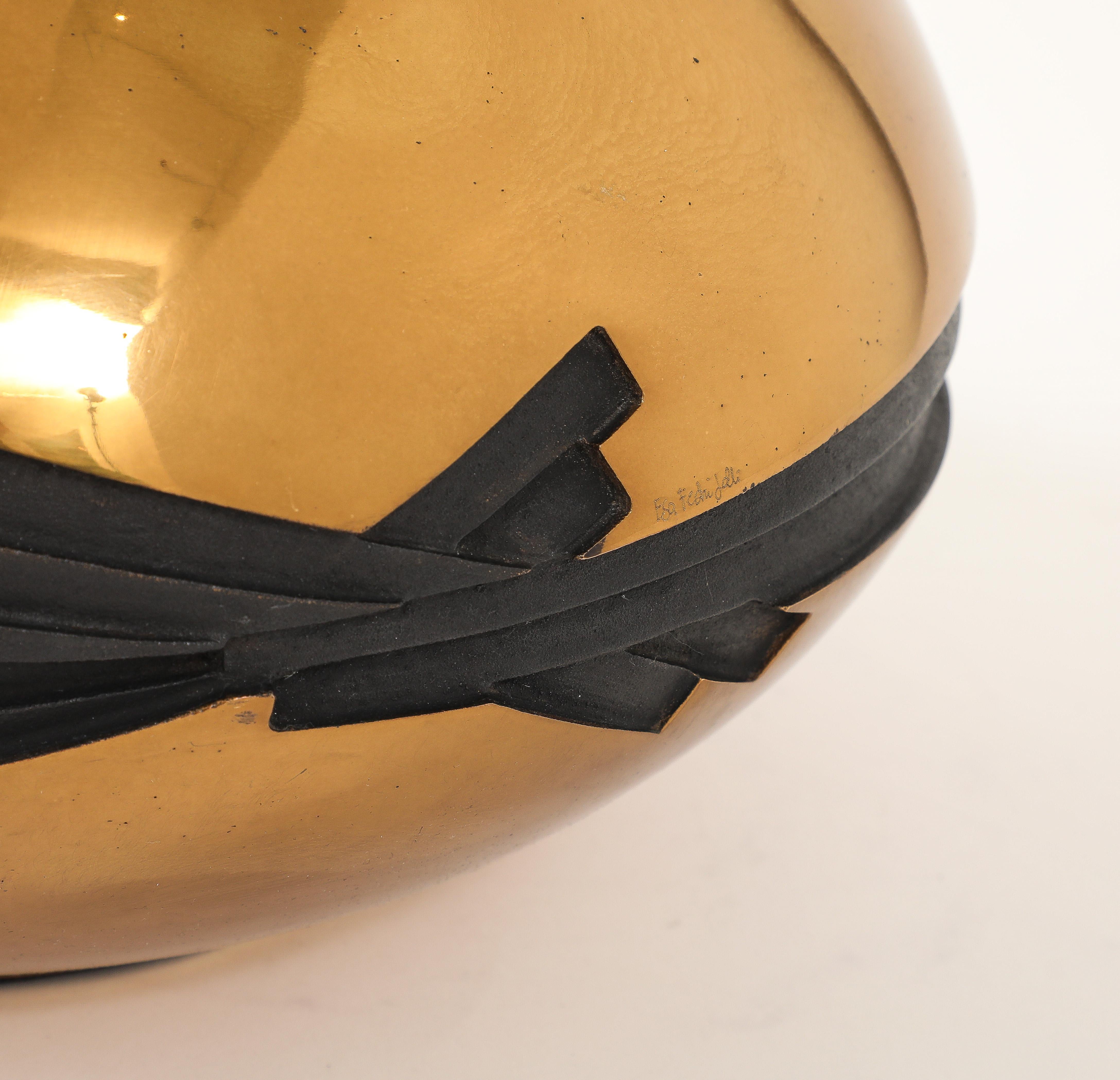 Stunning 1980's  Large Brass and Bronze Sculptural lamp signed By ESA Fedrigolli For Sale 3