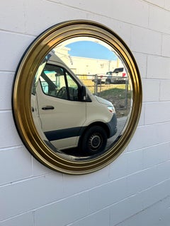 Stunning 1980s Large Circular Mastercraft Brass Frame with Beveled Mirror