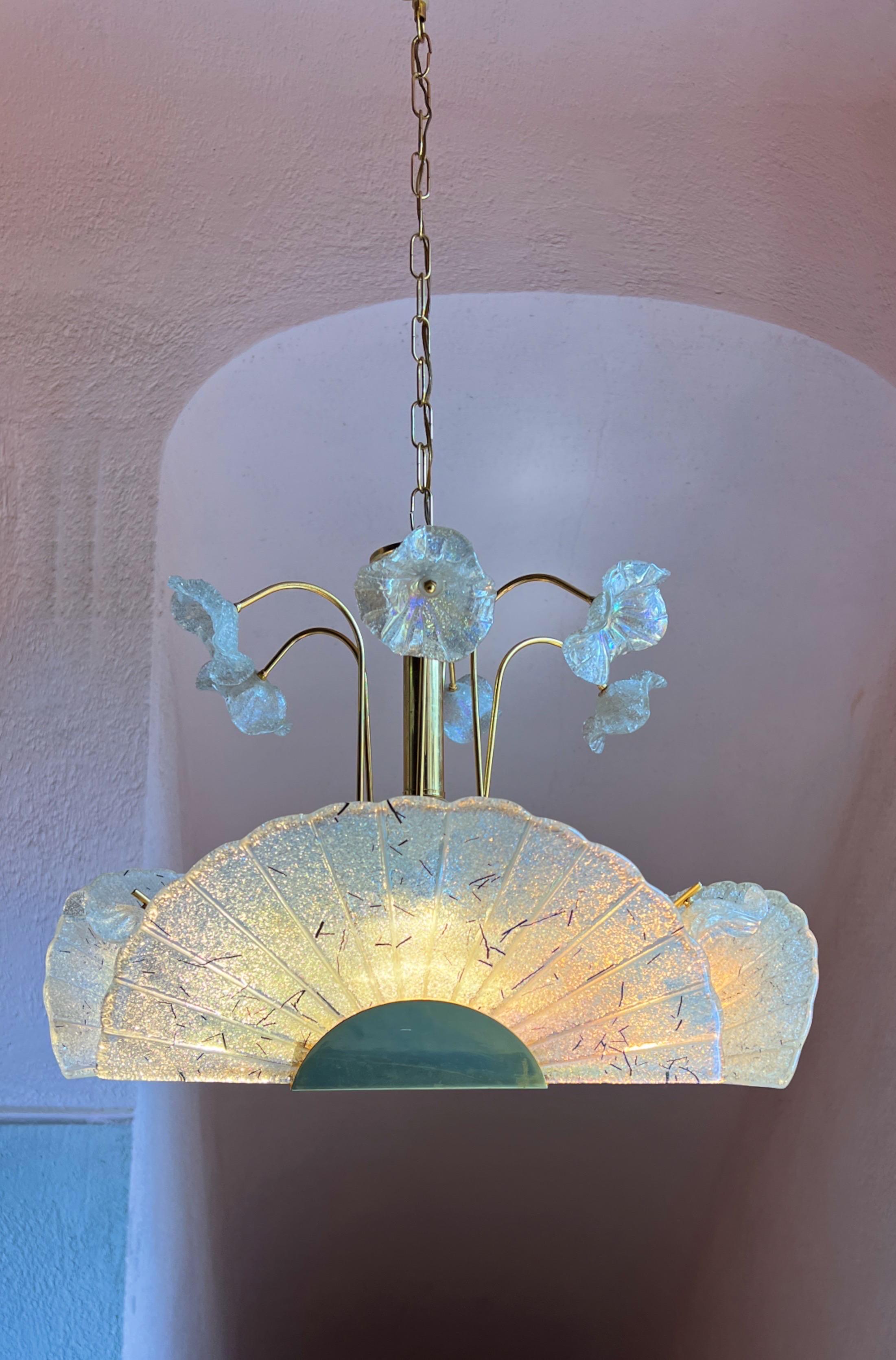 Stupefacente lampadario in vetro di Murano degli anni '80 con dischi riflettenti l'arcobaleno e Delicat in vendita 10