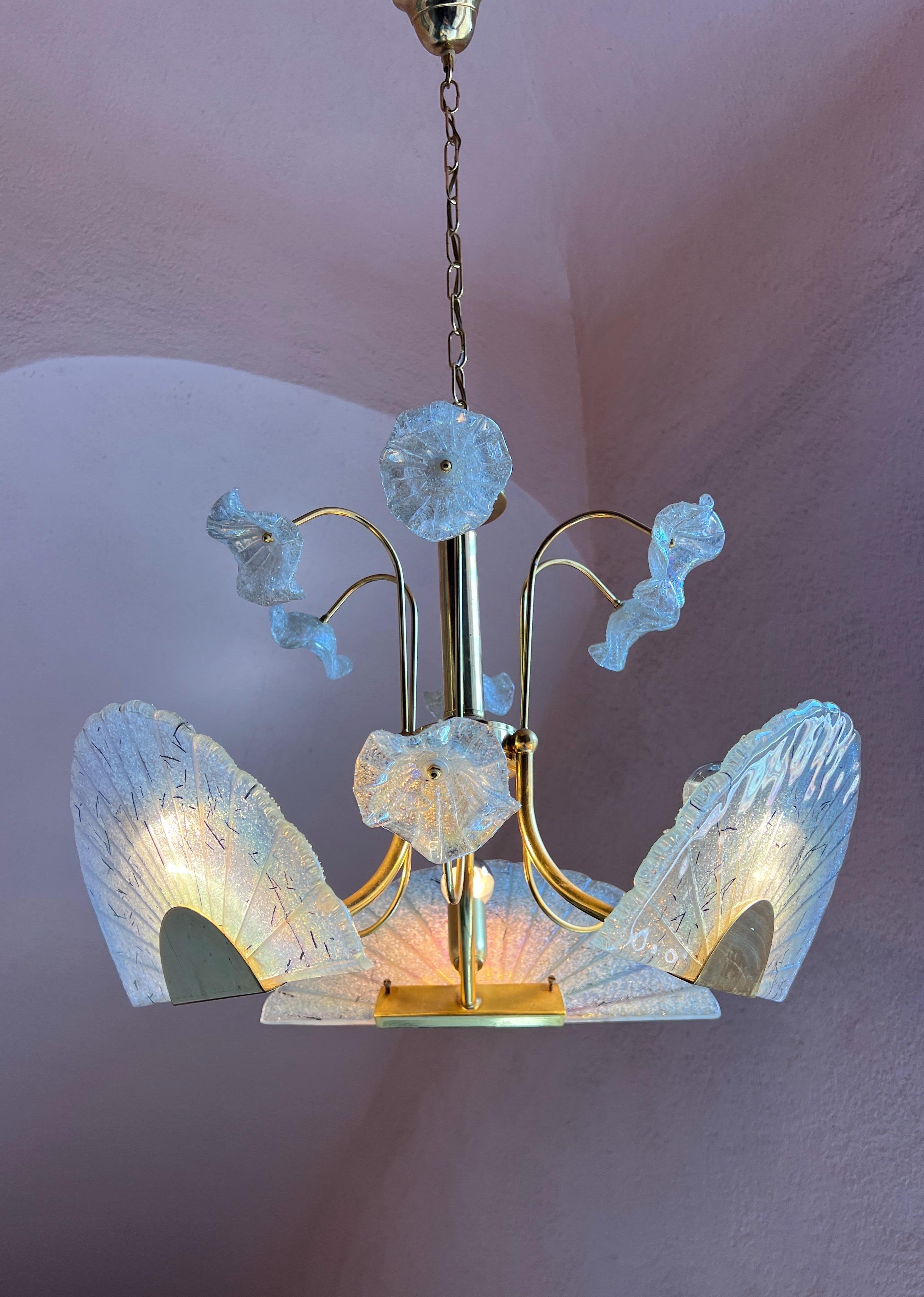 Stupefacente lampadario in vetro di Murano degli anni '80 con dischi riflettenti l'arcobaleno e Delicat In condizioni buone in vendita a Palermo, PA