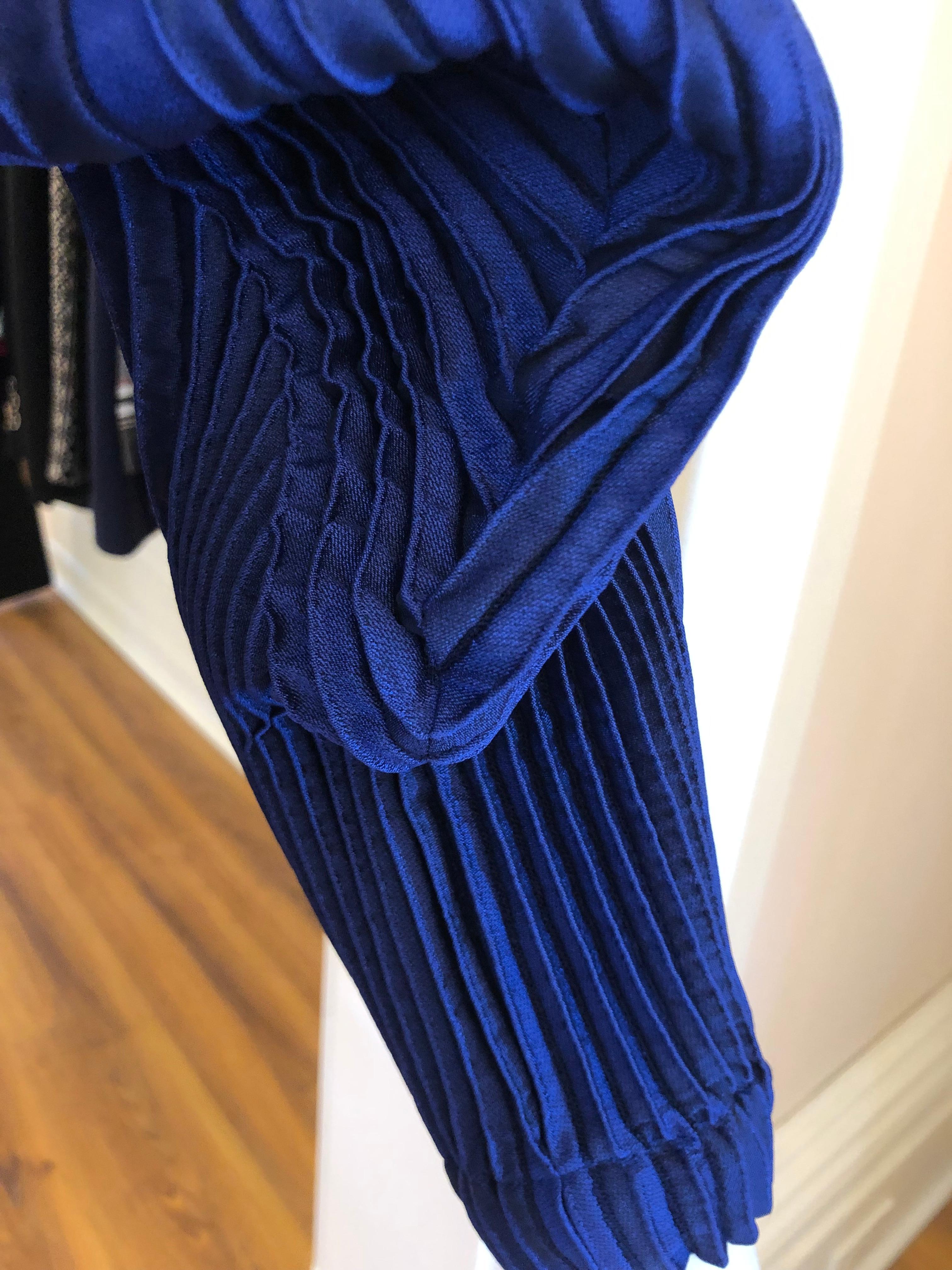 Black Stunning 1990s Issey Miyake Dark Royal Blue Sculpural Jacket (M)+