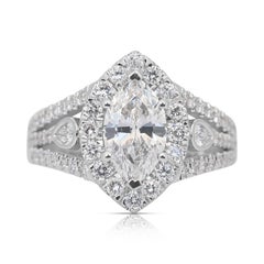 Stunning 1.99ct Diamonds Halo Ring in 18k White Gold - IGI Certified
