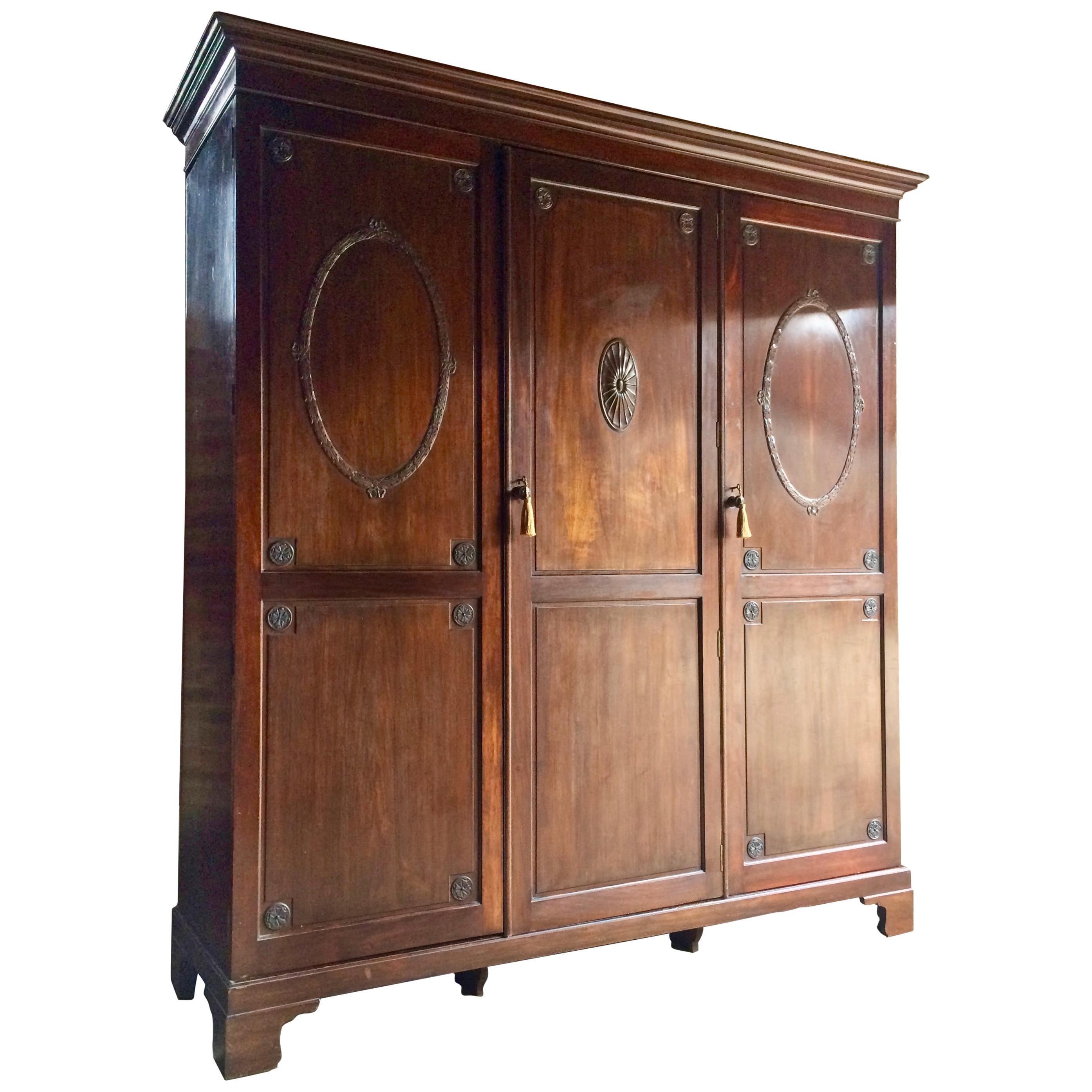 Stunning 19th Century Adams Style Wardrobe Victorian Mahogany, circa 1875