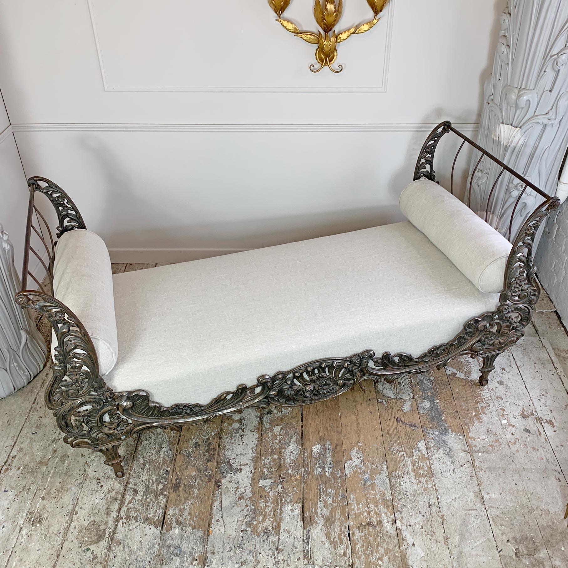  Stunning 19th Century Art Nouveau Cast Iron French Daybed For Sale 5