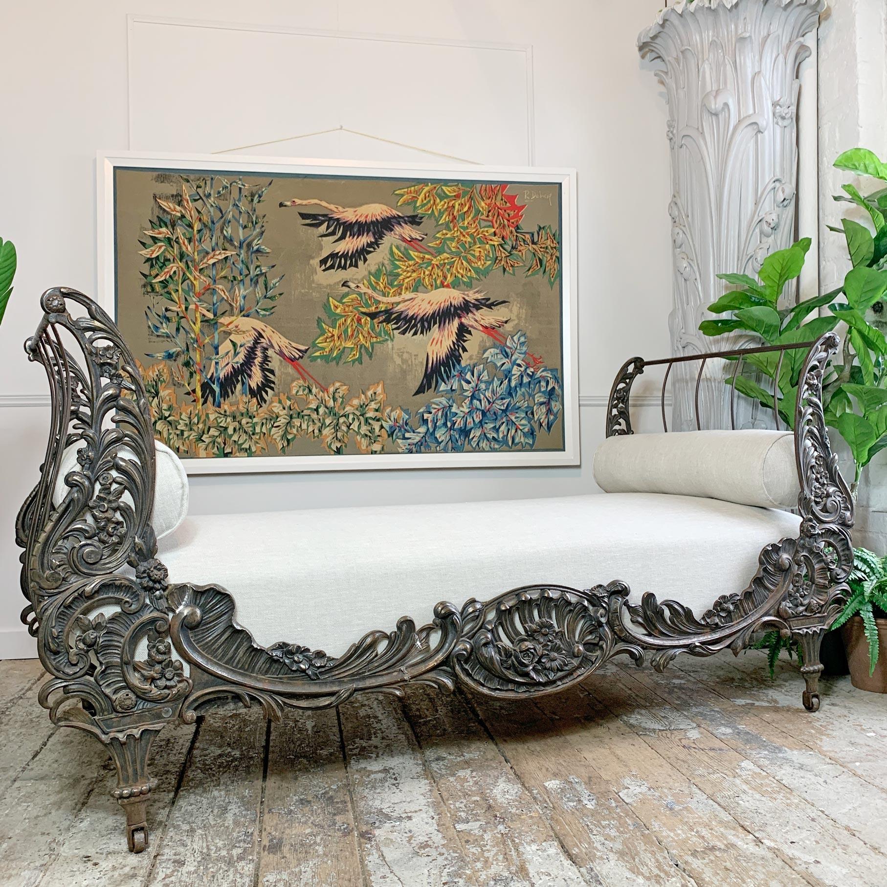  Stunning 19th Century Art Nouveau Cast Iron French Daybed For Sale 7
