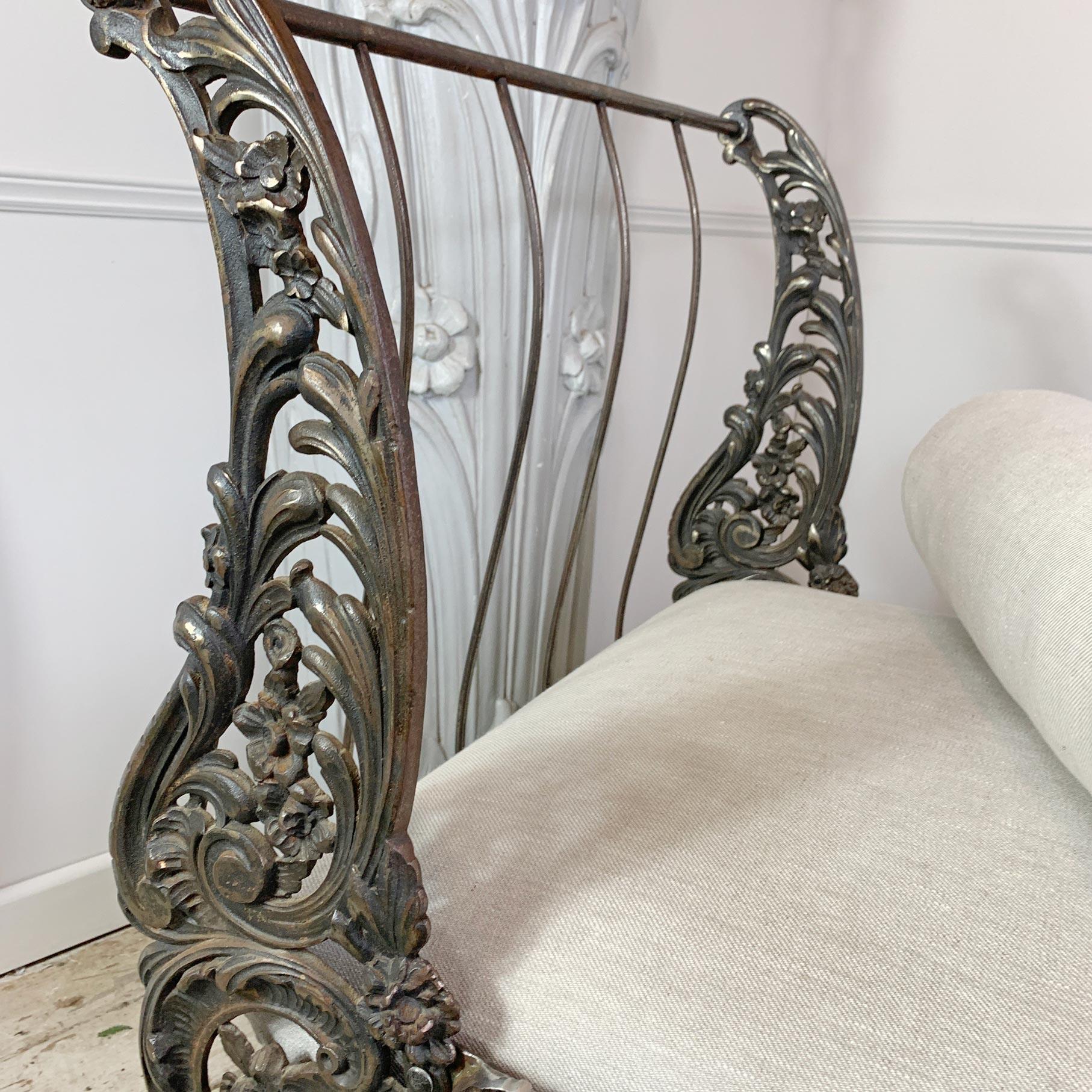  Stunning 19th Century Art Nouveau Cast Iron French Daybed For Sale 9