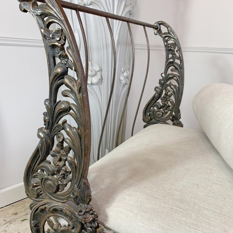 Stunning 19th Century Art Nouveau Cast Iron French Daybed For Sale at