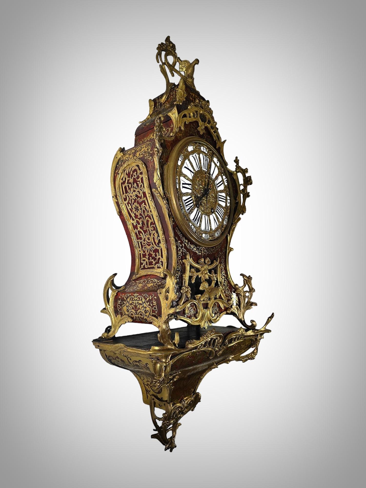 Stunning 19th Century Boulle Marquetry Wall Clock, 110 cm Tall For Sale 5
